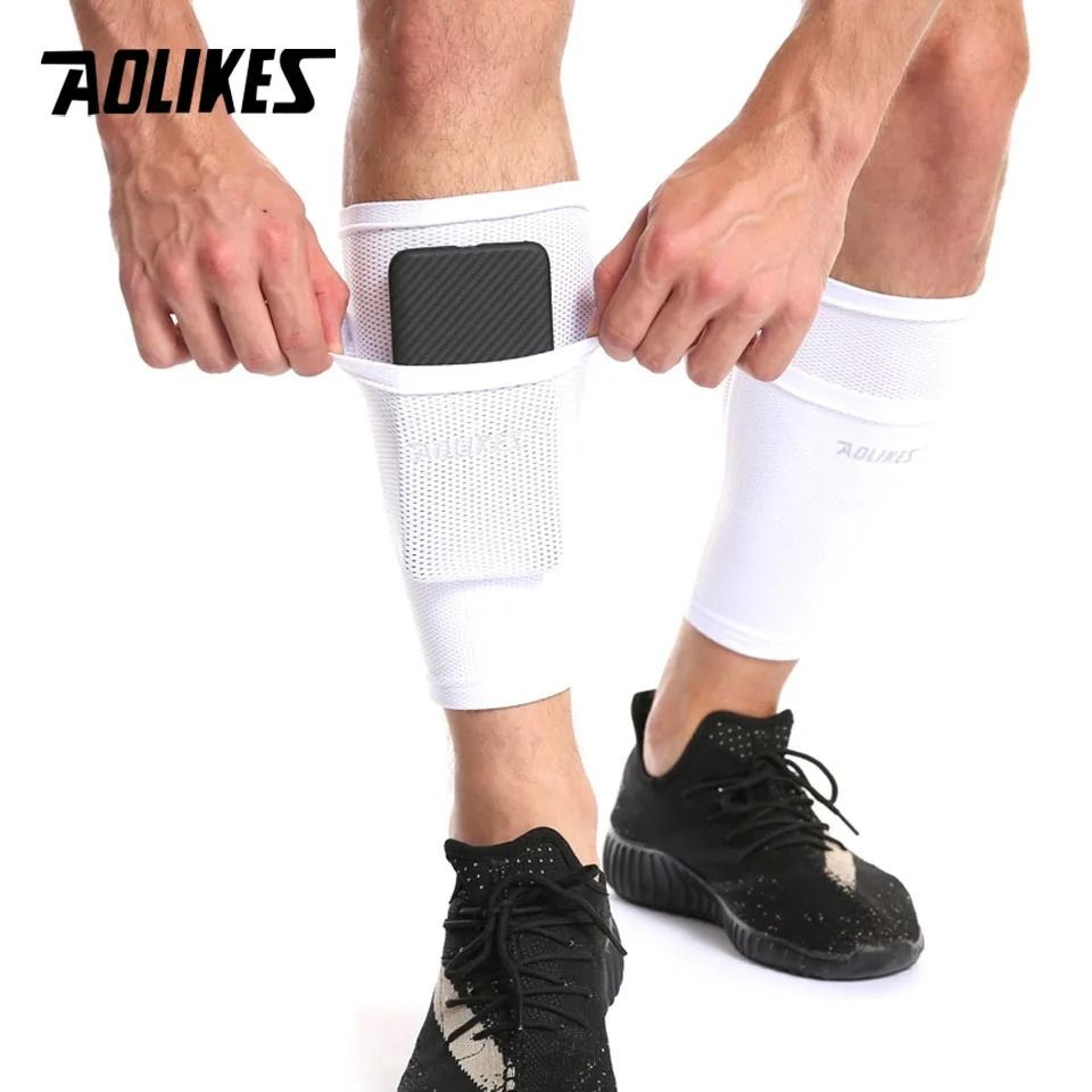 aolikes soccer shin guard sleeves with protective pocket
