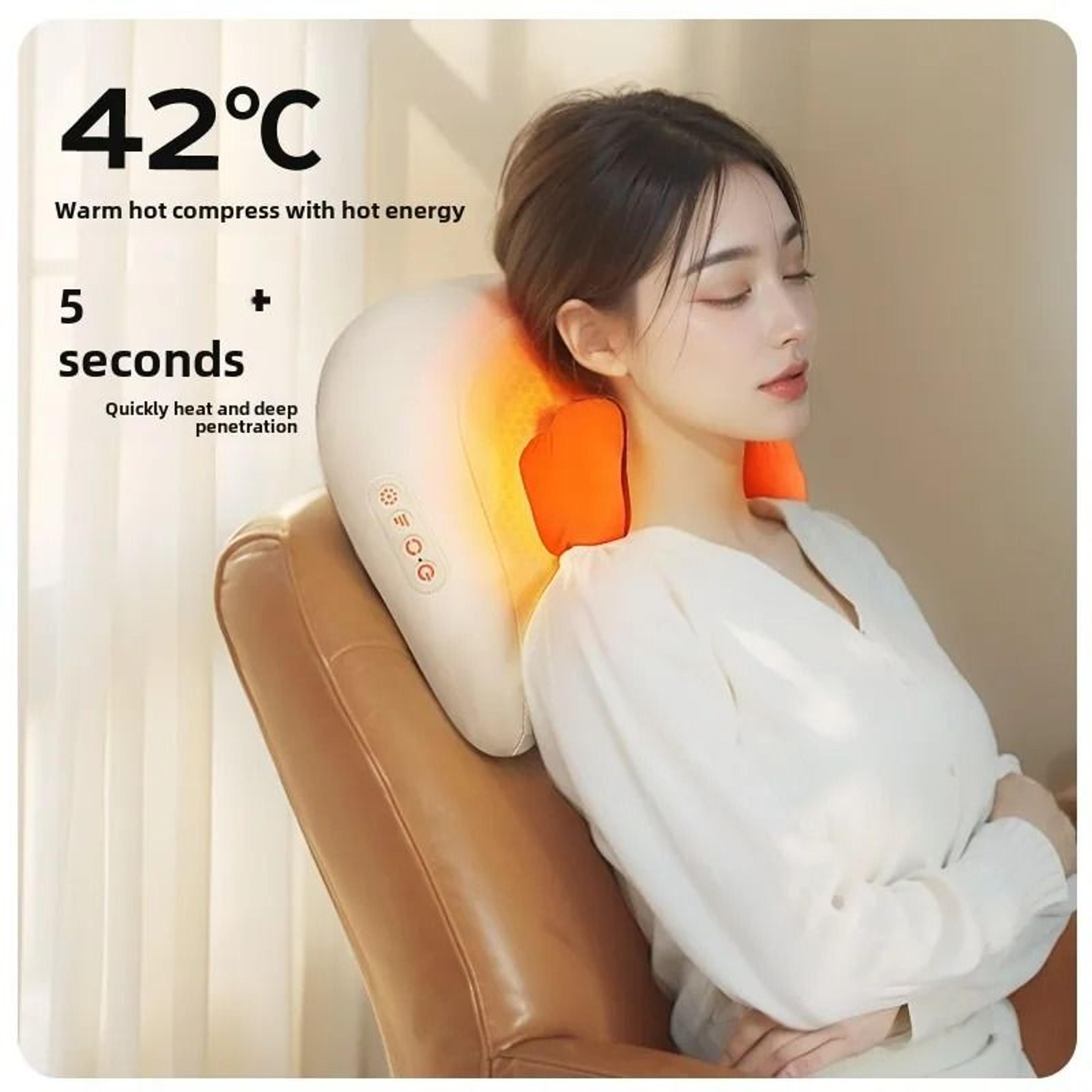 wireless heated shiatsu massage pillow for neck and back