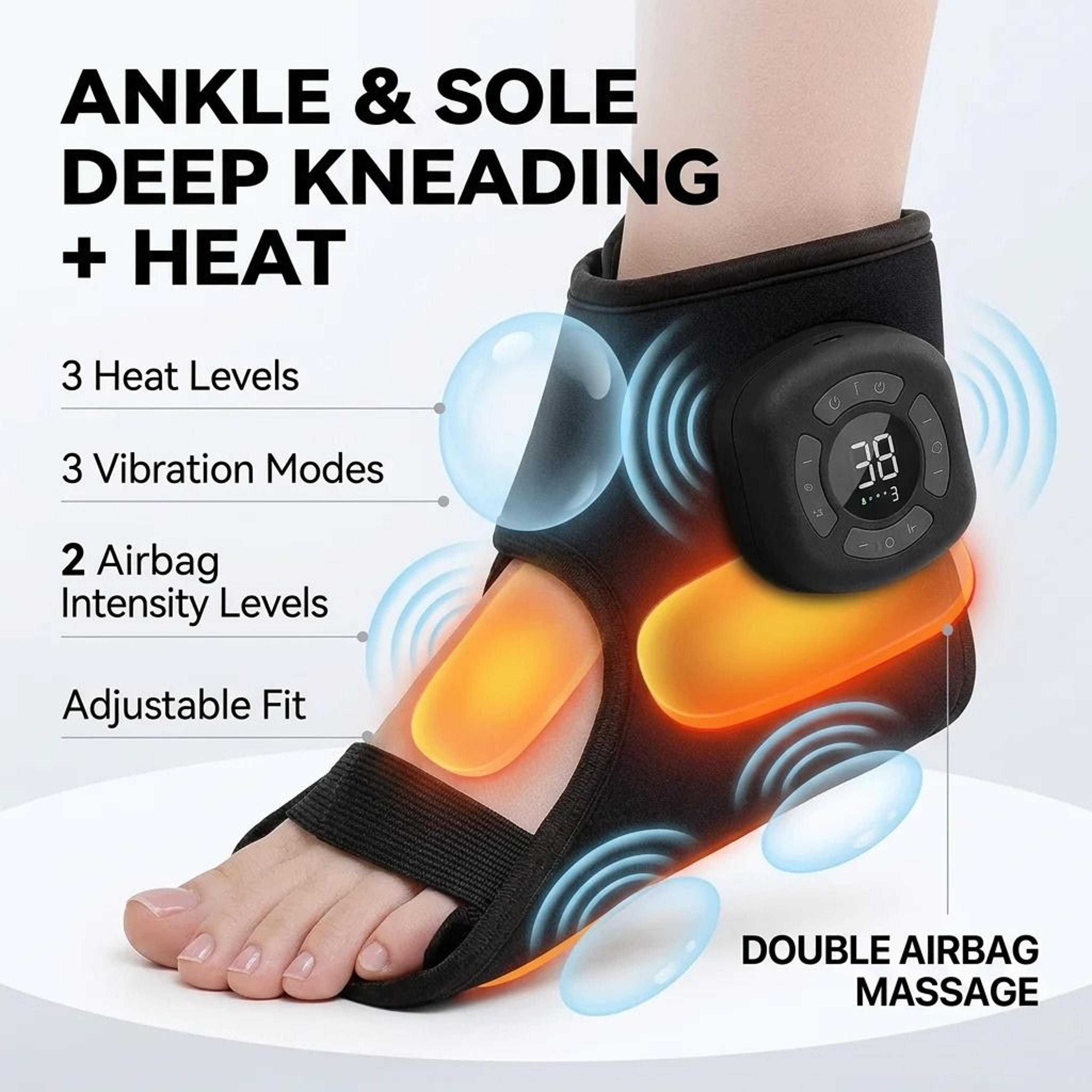 cordless air compression ankle and foot massager with heat