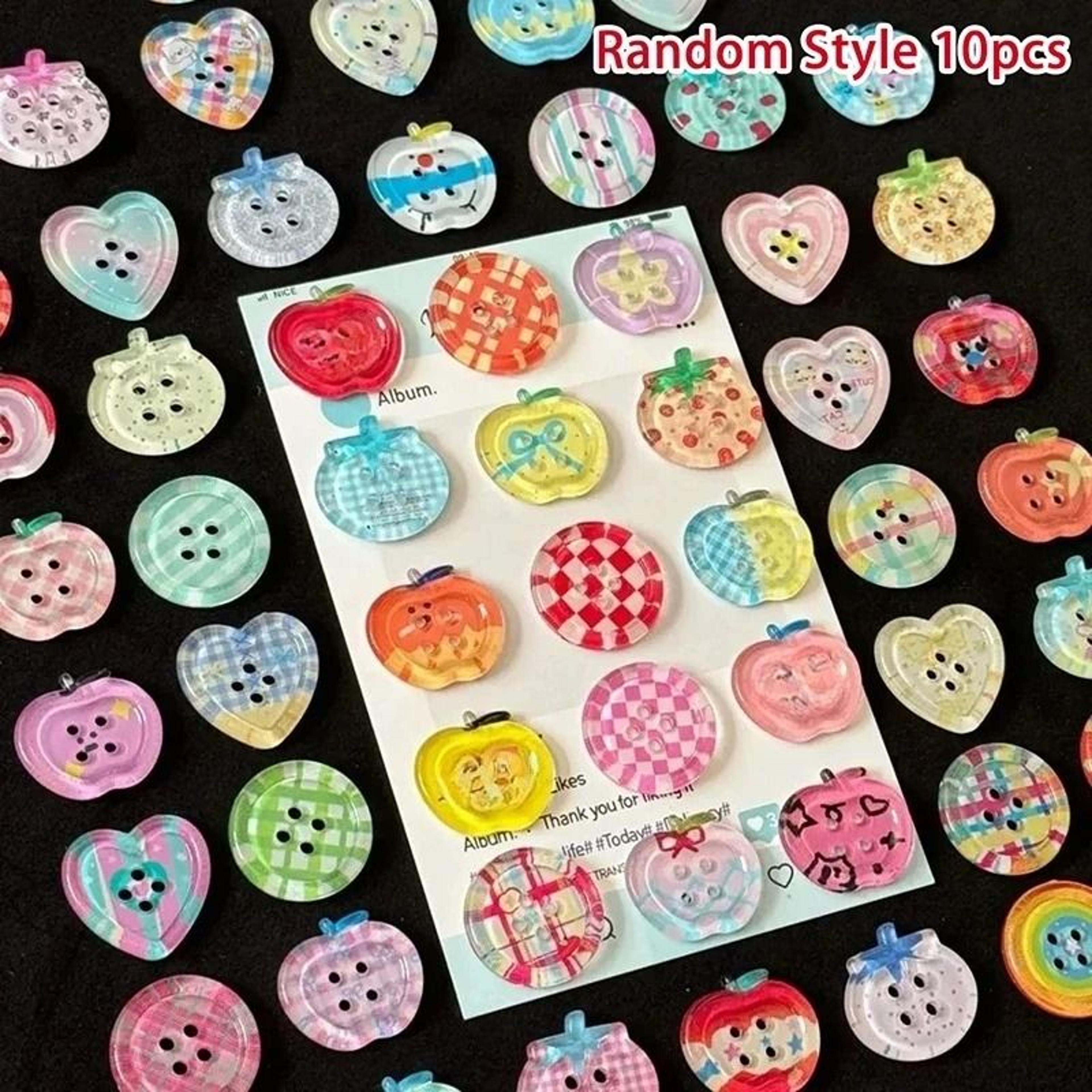 mixed color transparent craft buttons 10 or 20 piece set