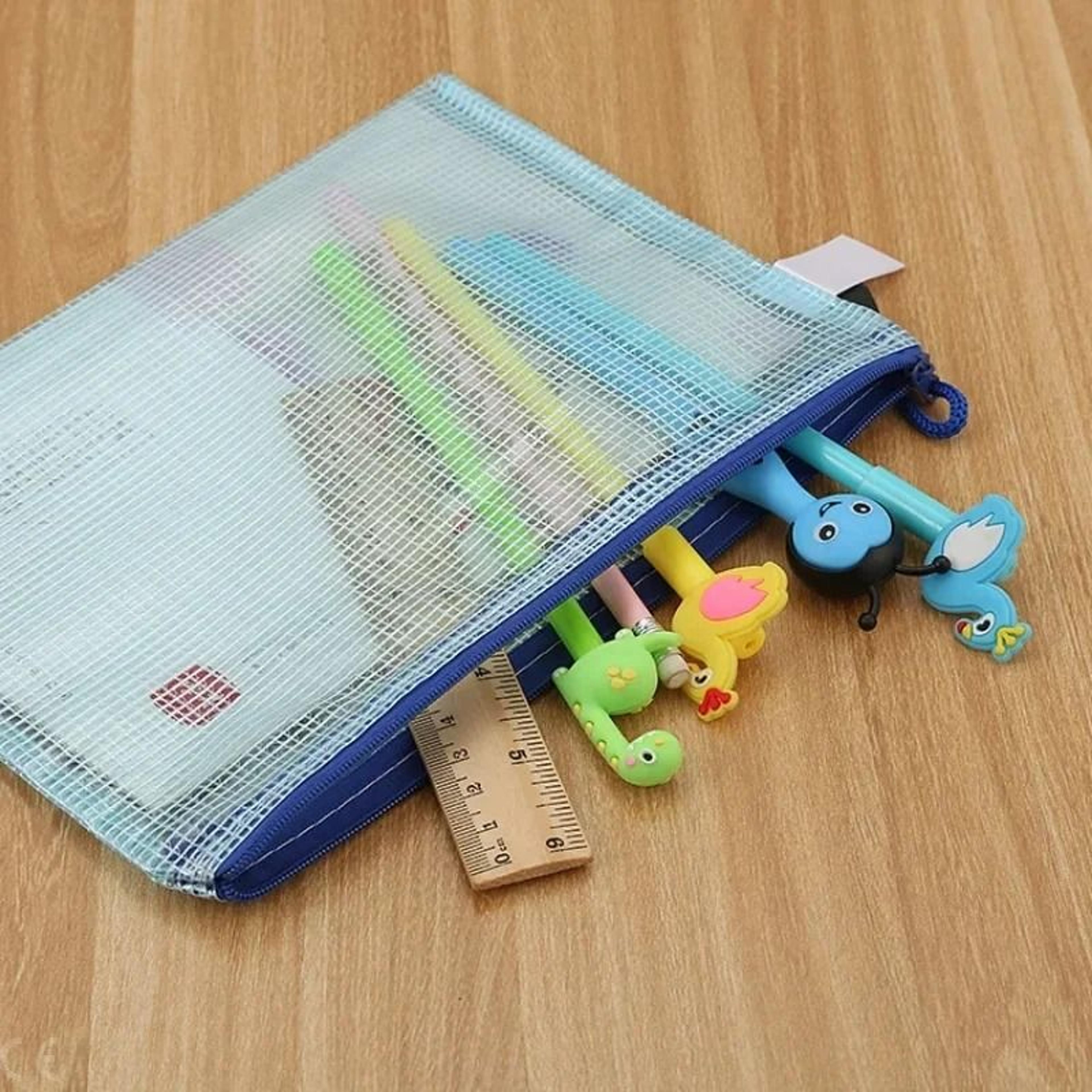 multi size mesh zipper document pouches 5 piece set