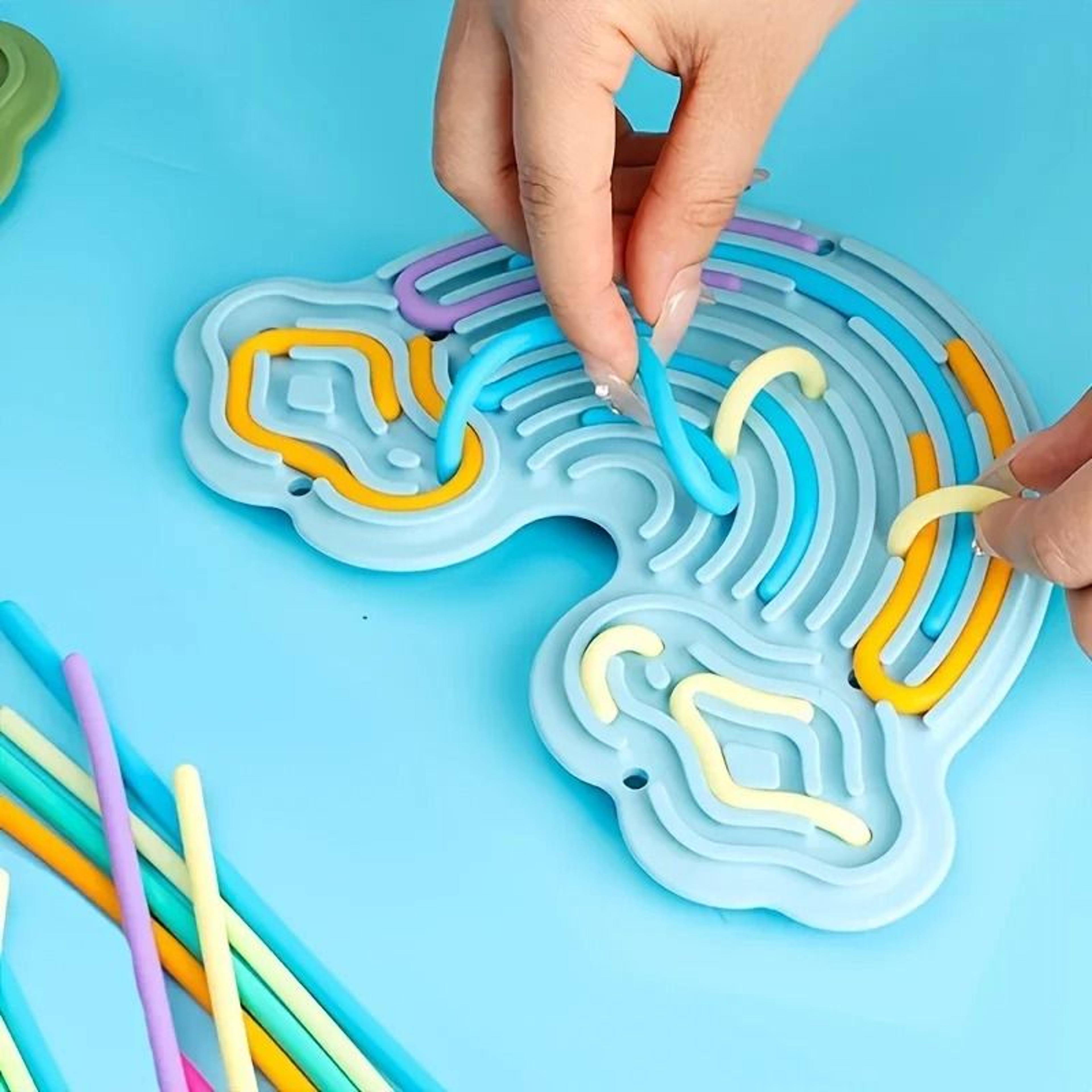 rainbow cloud double sided silicone sensory busy board for kids