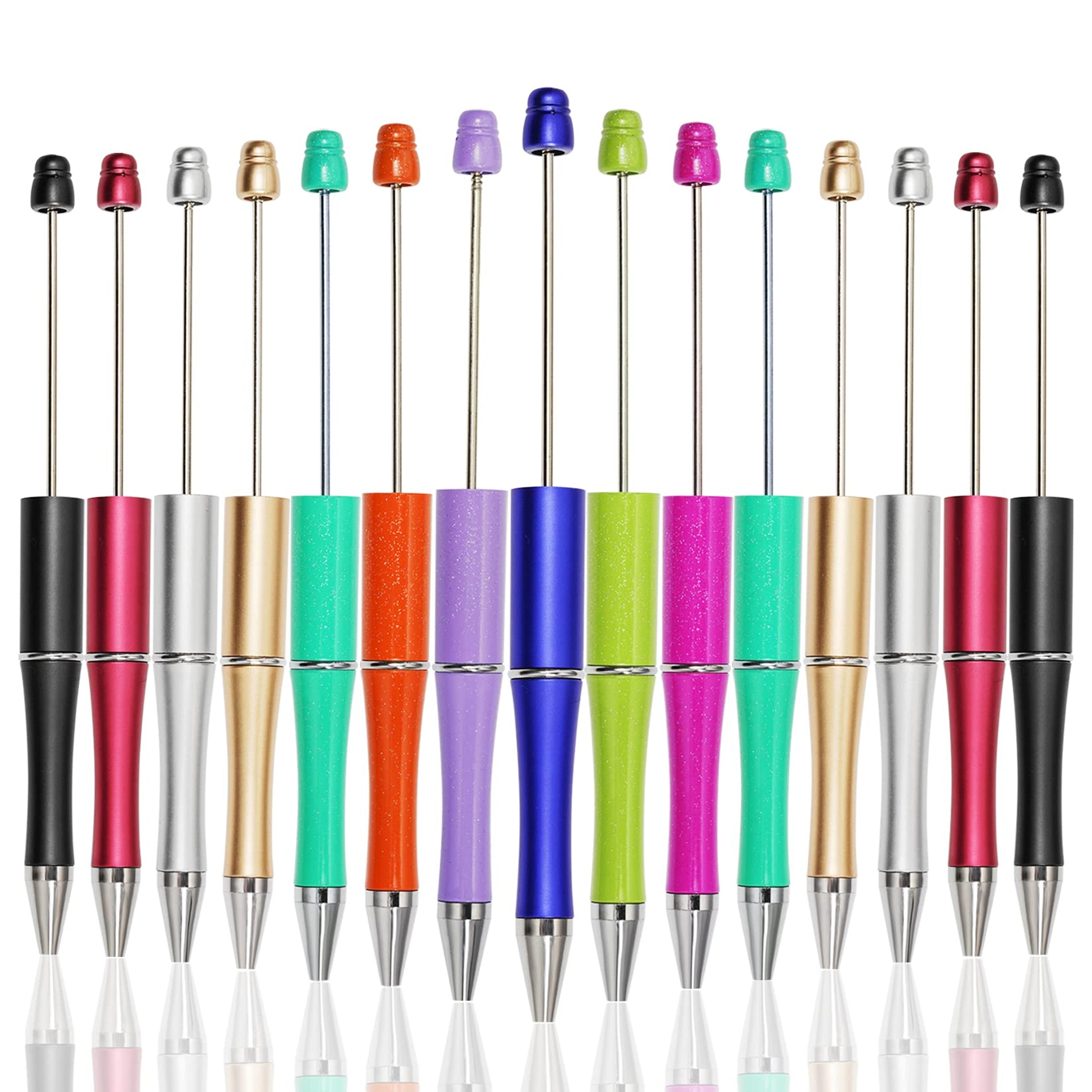 10pcs colorful wooden bead ballpoint pen set for diy crafts