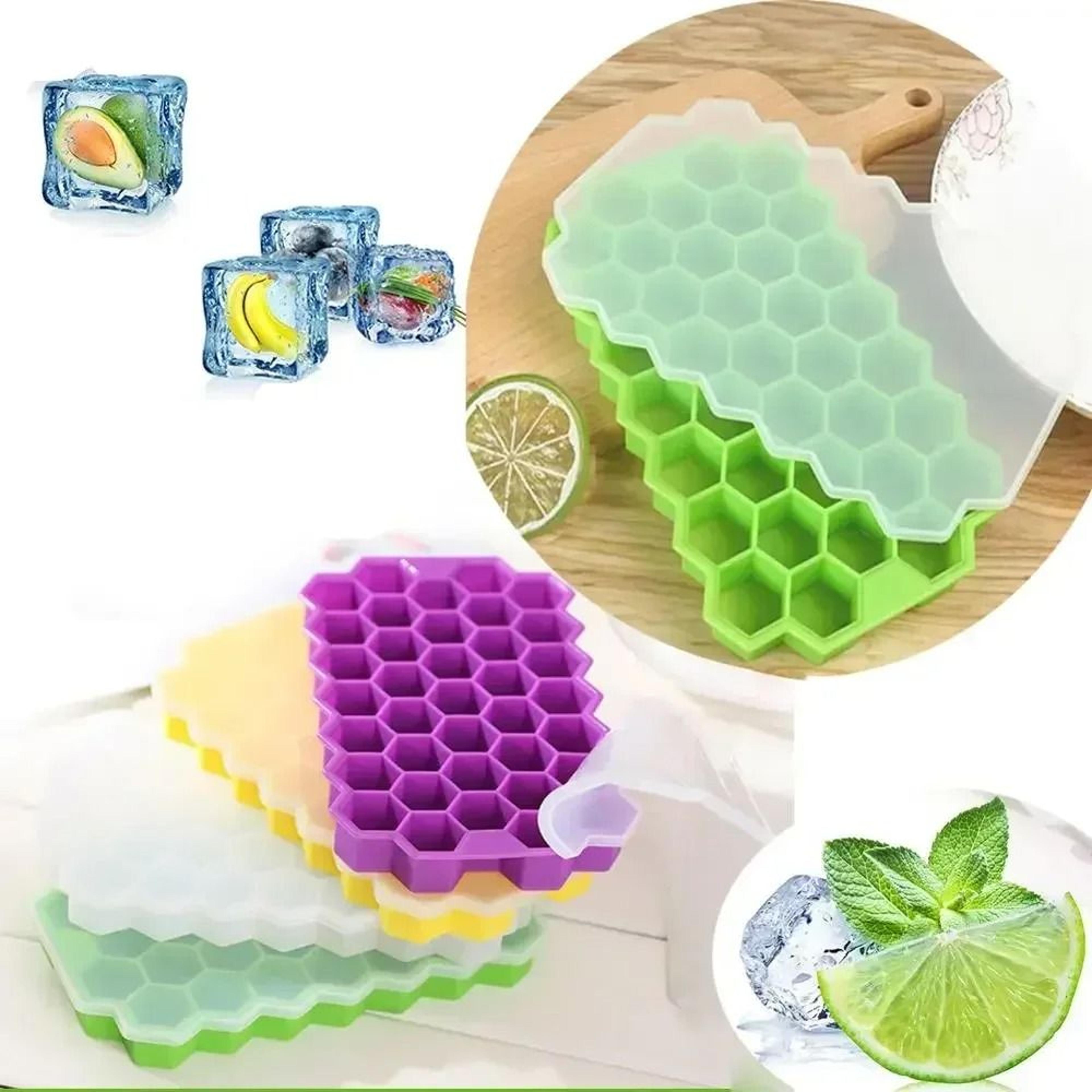 easy release silicone honeycomb ice cube tray with lid for cold drinks