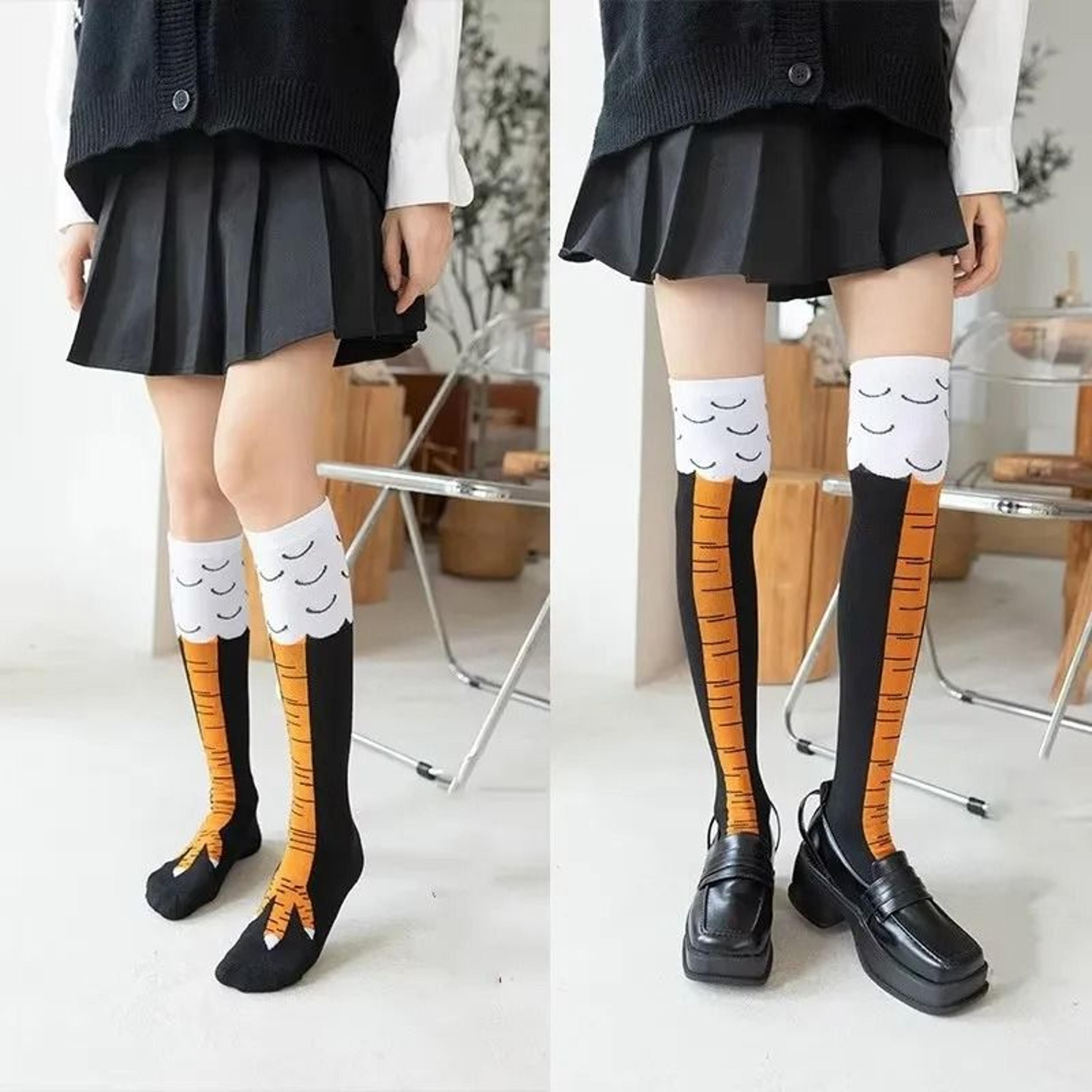 funny chicken leg over knee novelty socks