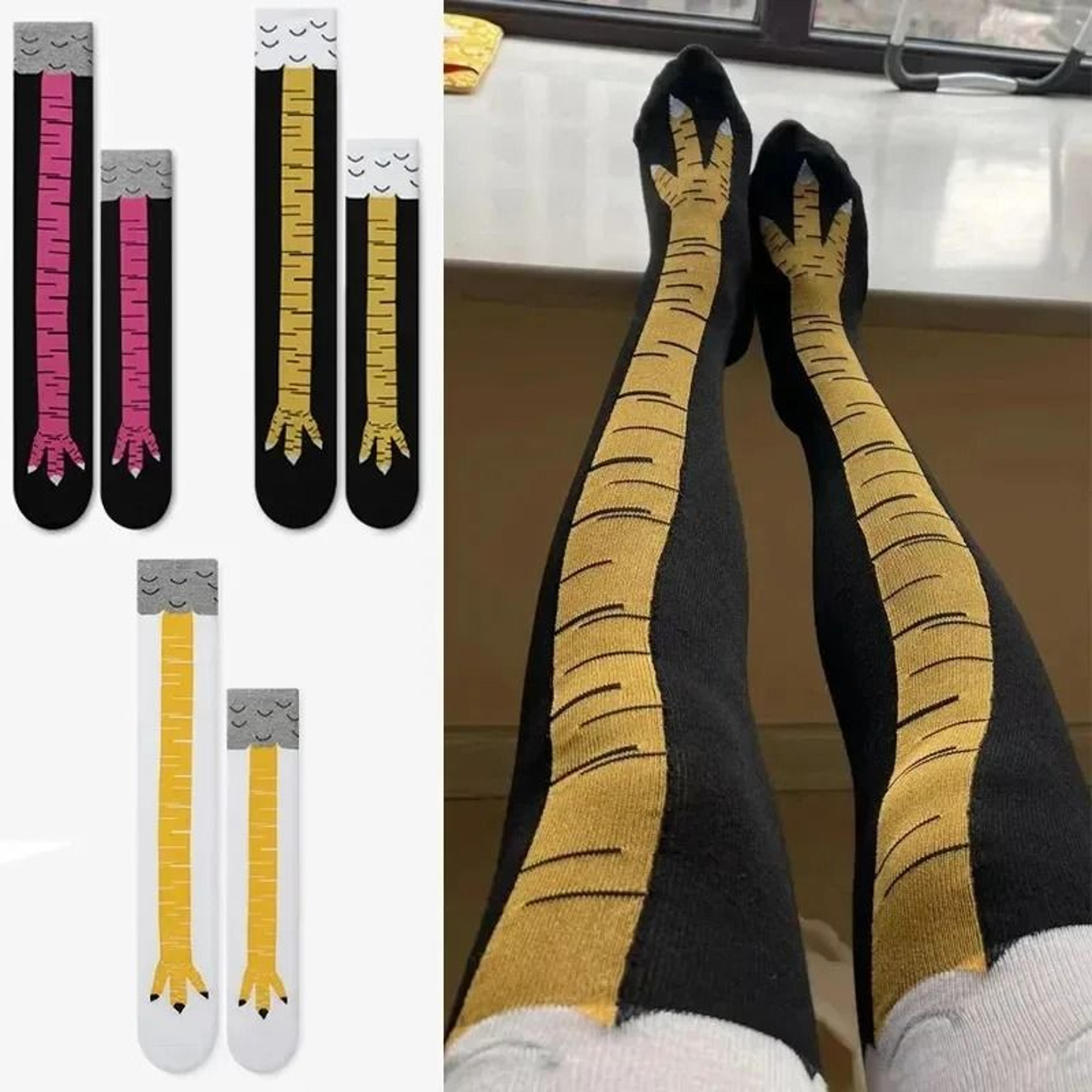 funny chicken paw knee high novelty socks