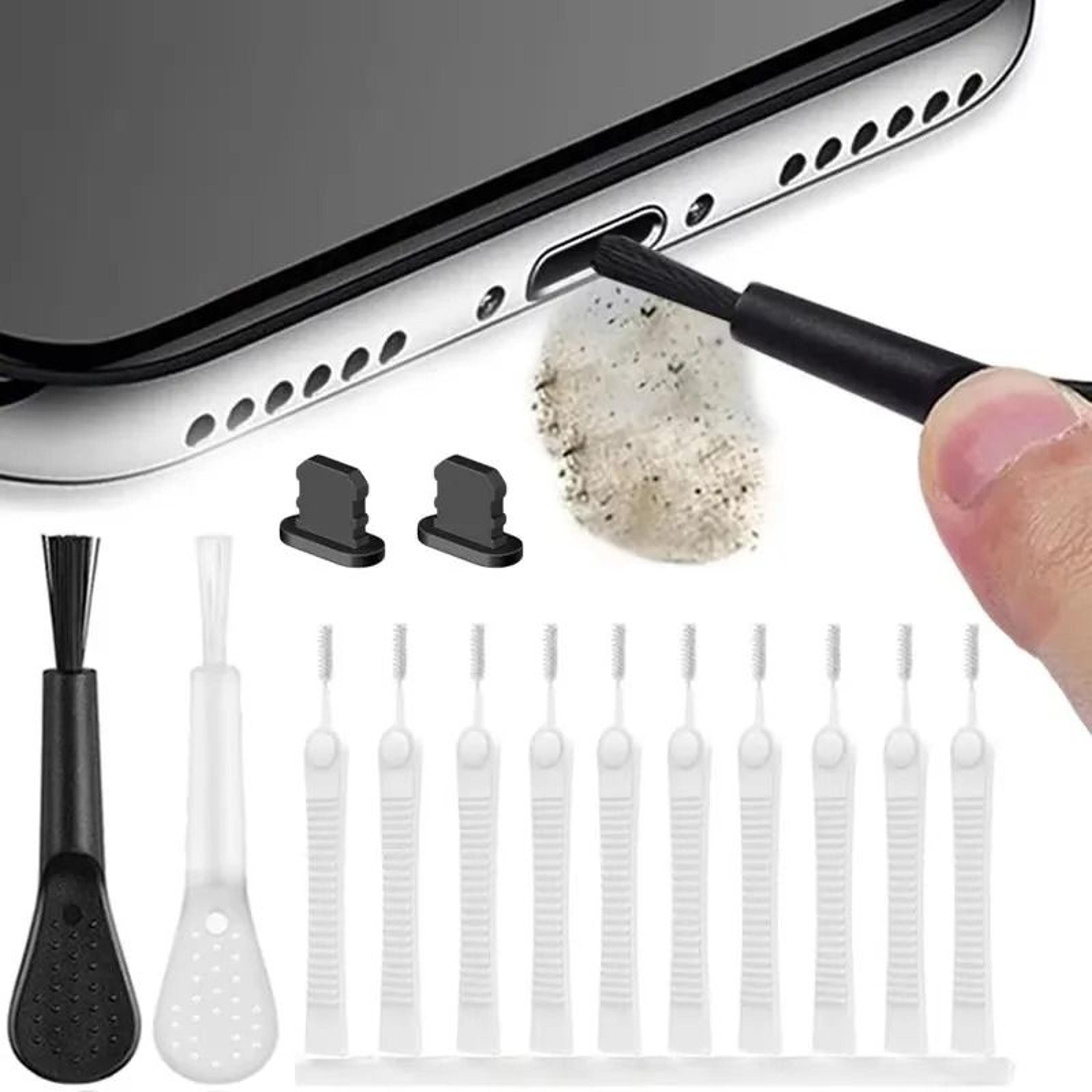 phone charging port cleaner and dust plug kit