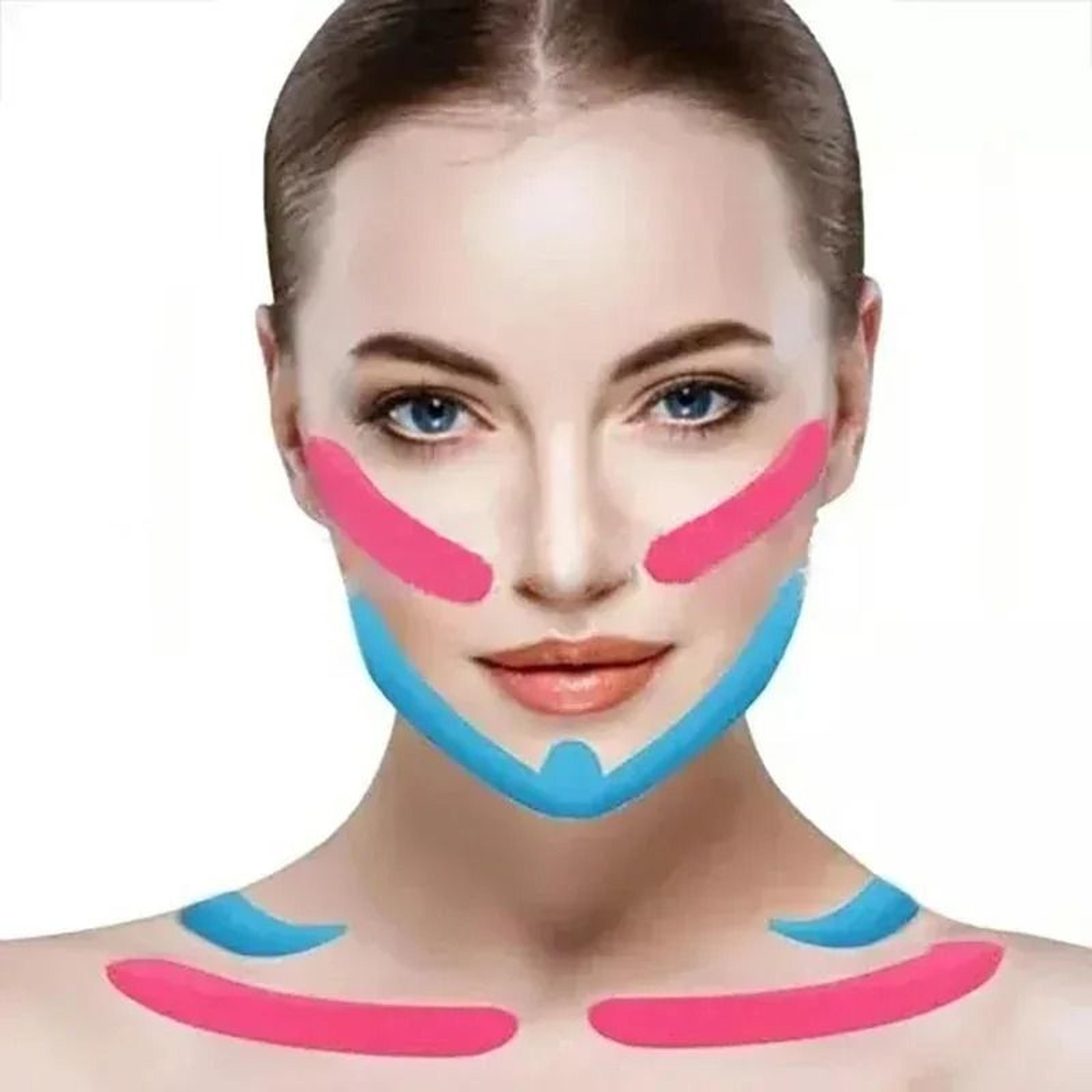 gentle facial kinesiology tape for temporary lifting support and beauty routine care