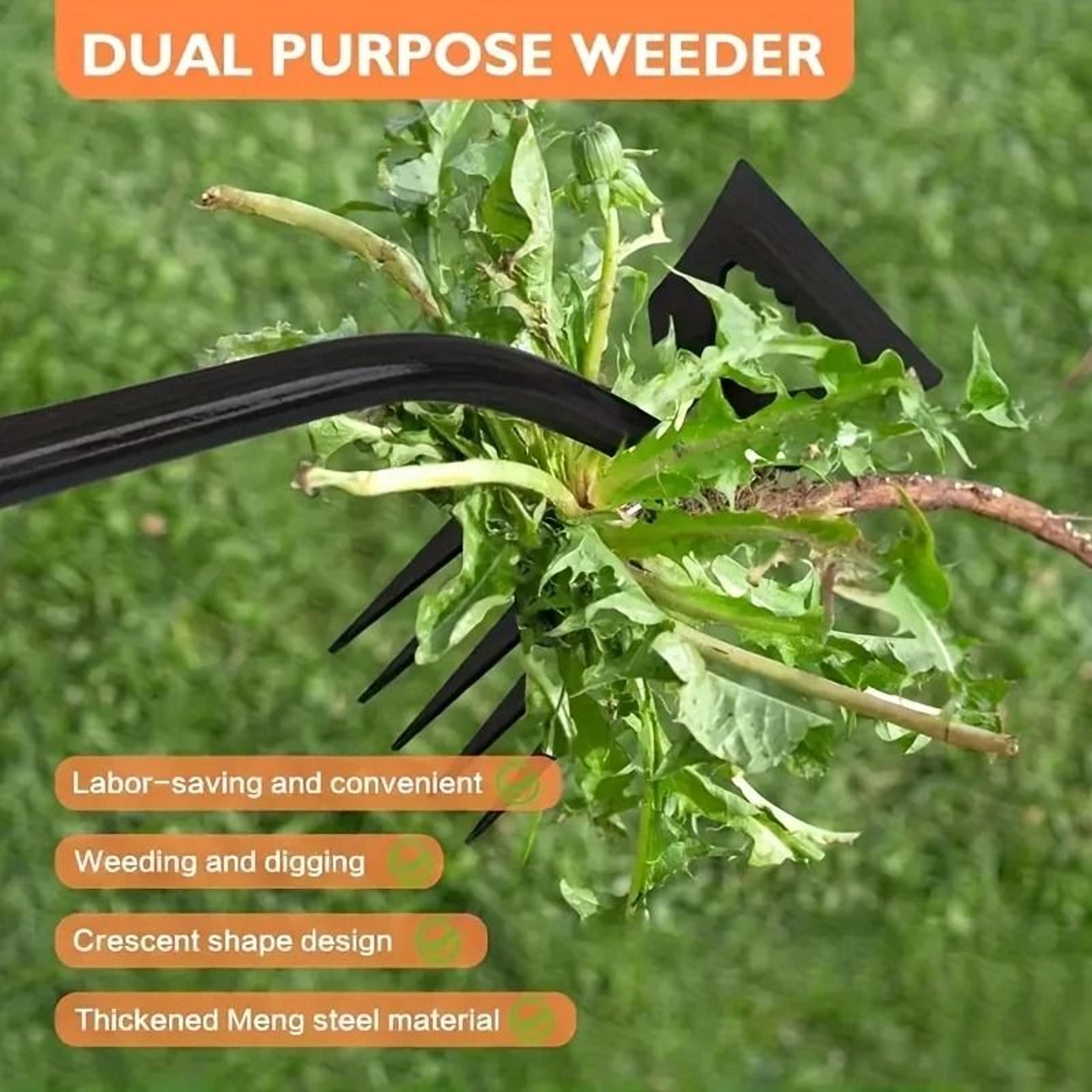 carbon steel garden weeding rake and root remover