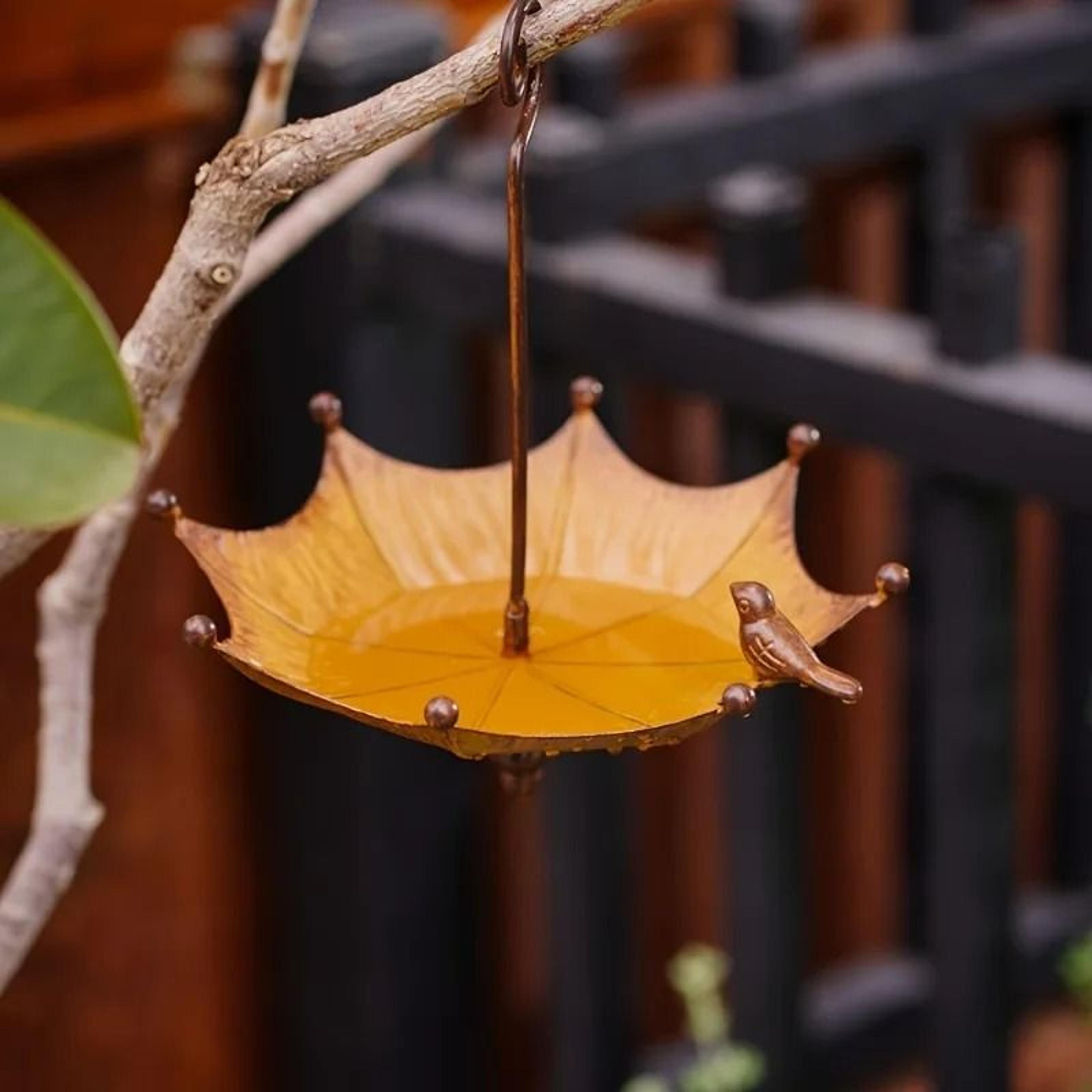 umbrella hanging bird feeder and bird bath