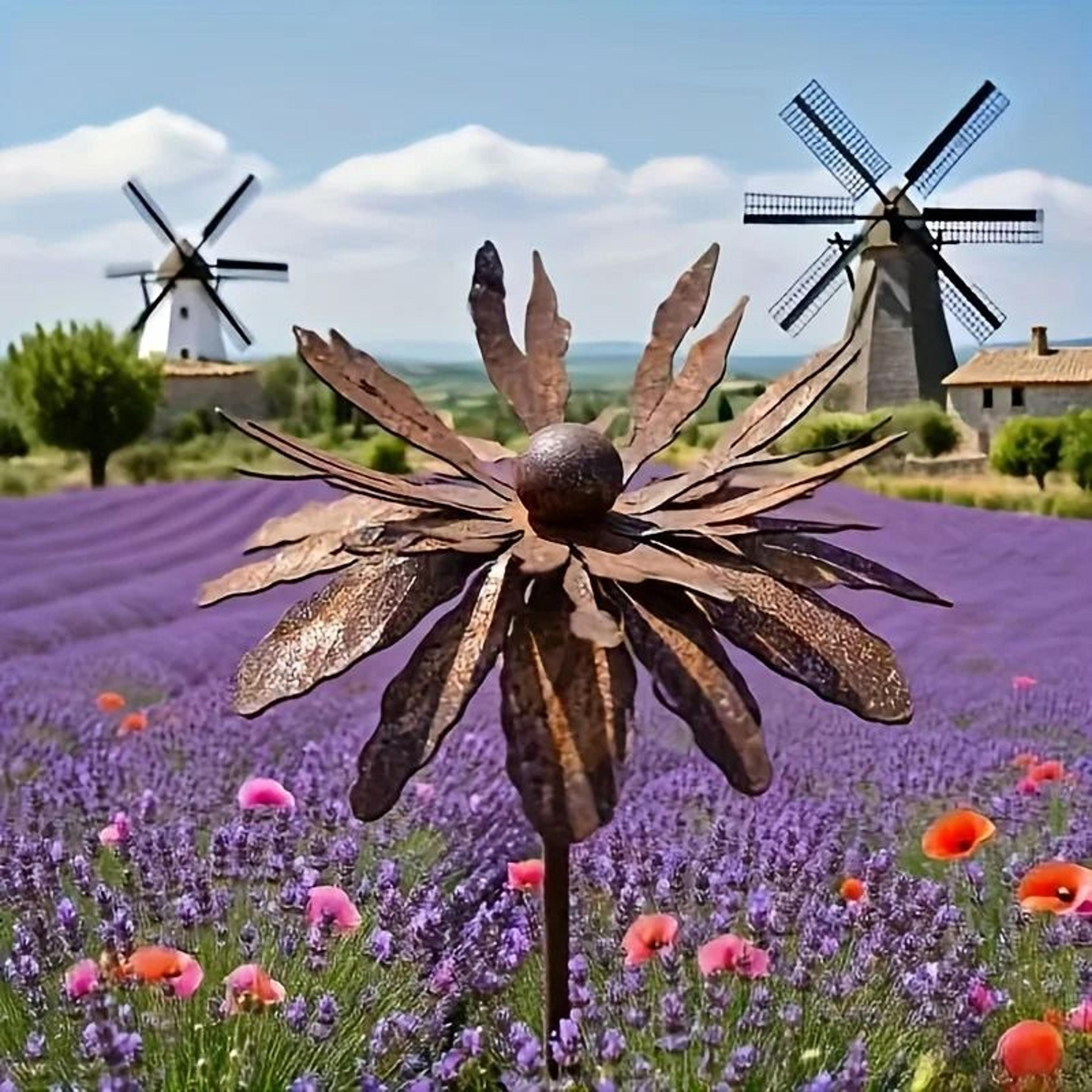 rustic metal daisy garden stake for vintage outdoor yard and patio decor