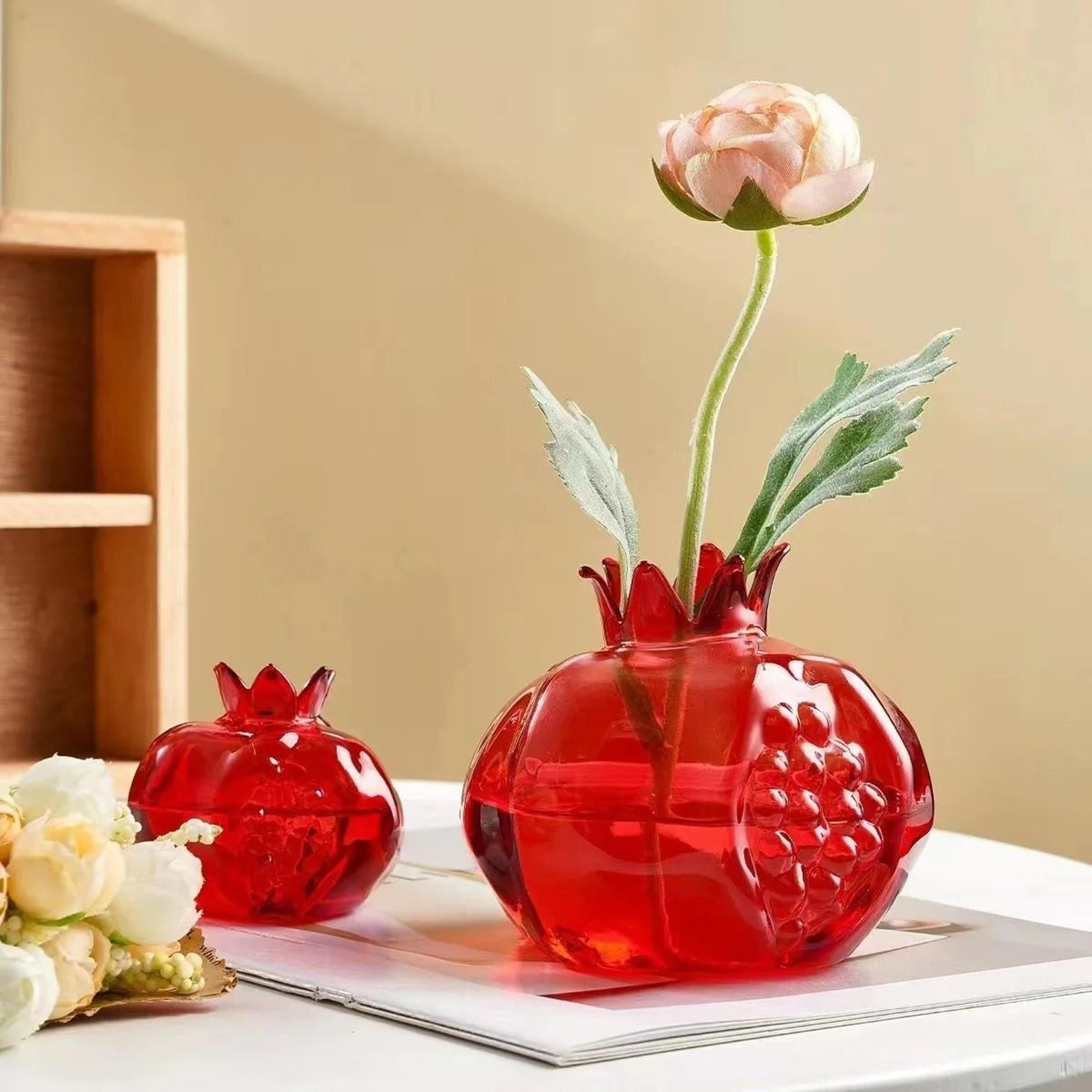 creative pomegranate glass hydroponic vase for flowers plants desktop home art decor