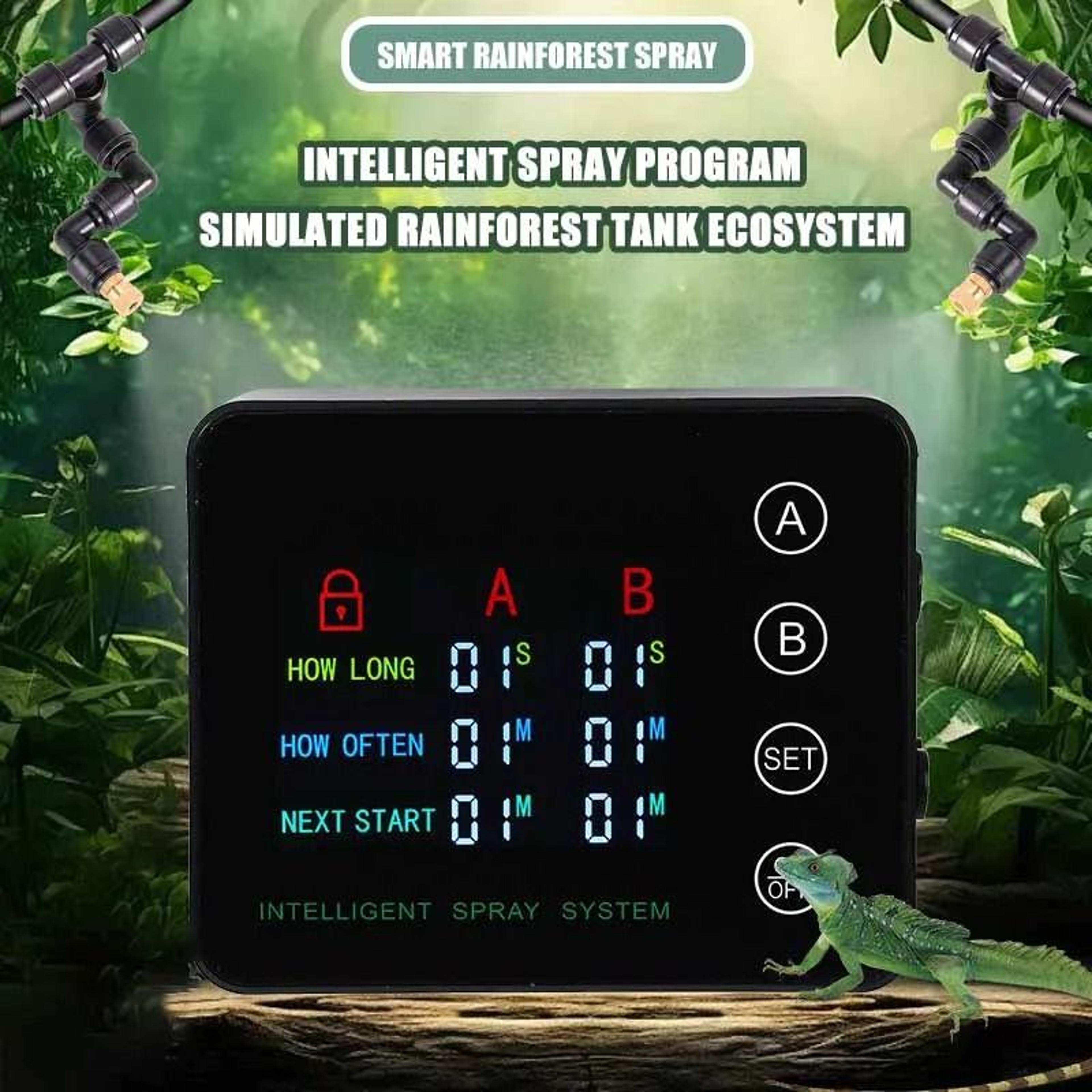 dual pump automatic reptile misting system with timer for rainforest terrariums