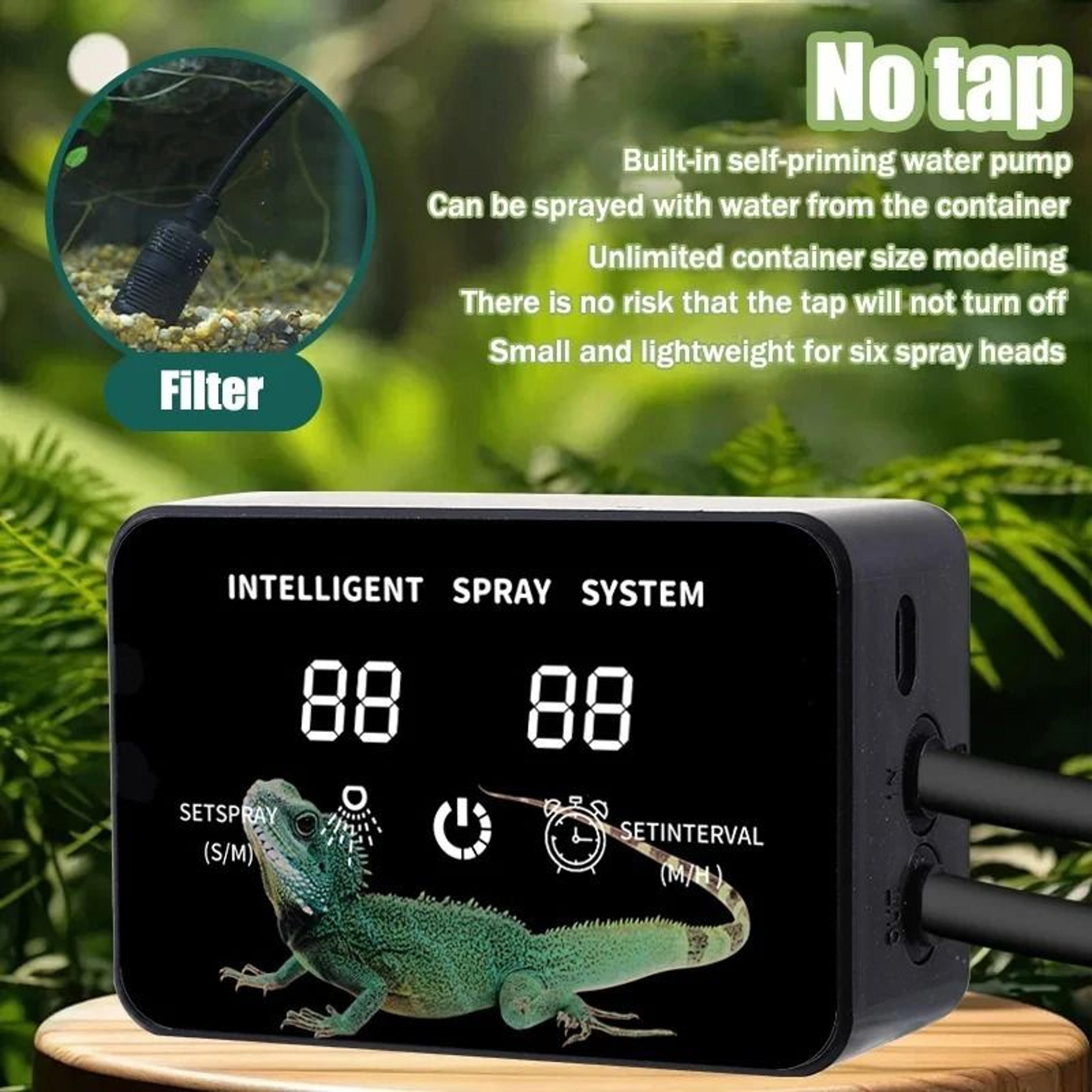 automatic timed reptile misting system for rainforest terrariums and tropical plants