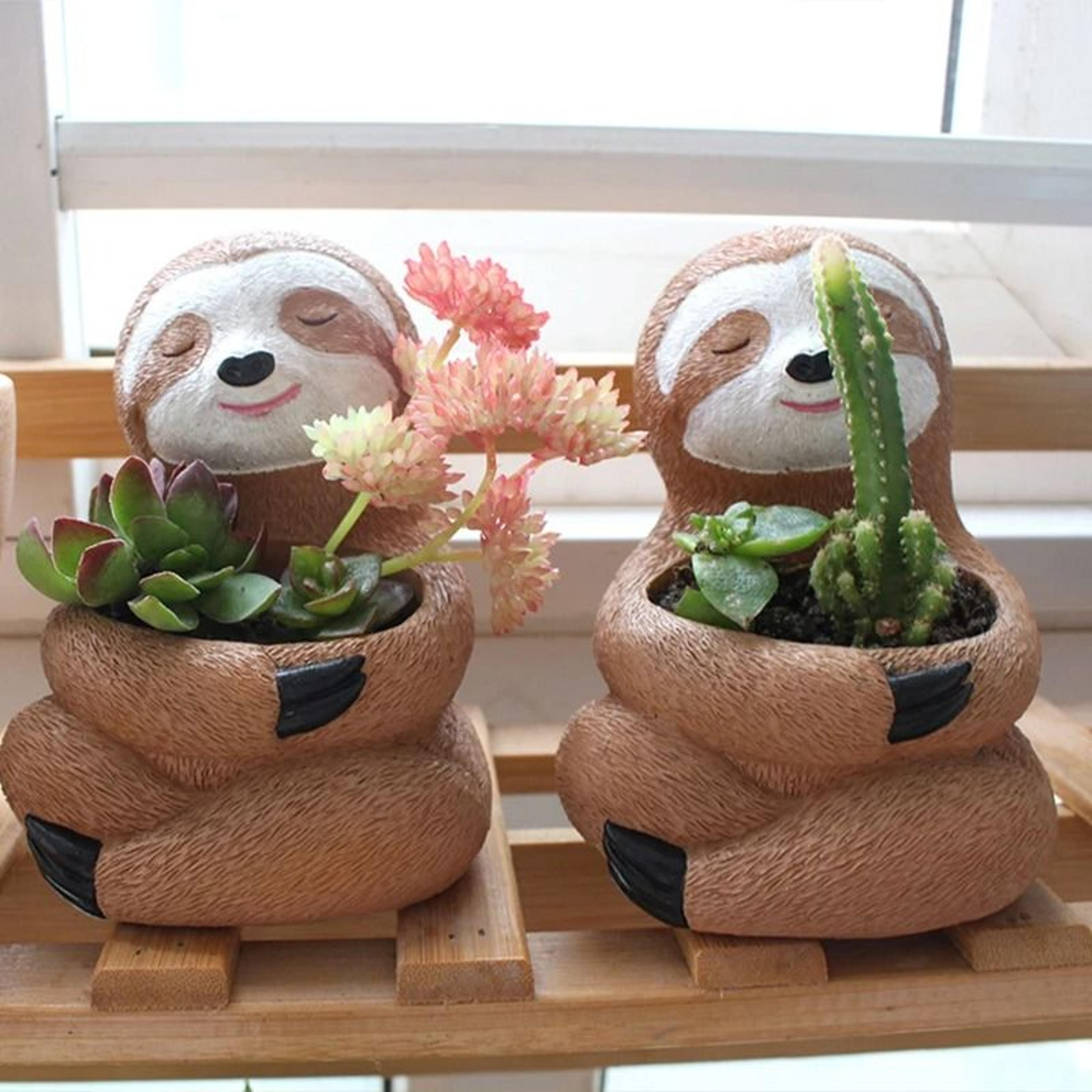 cute sloth succulent planter for desktop home office and garden decoration display