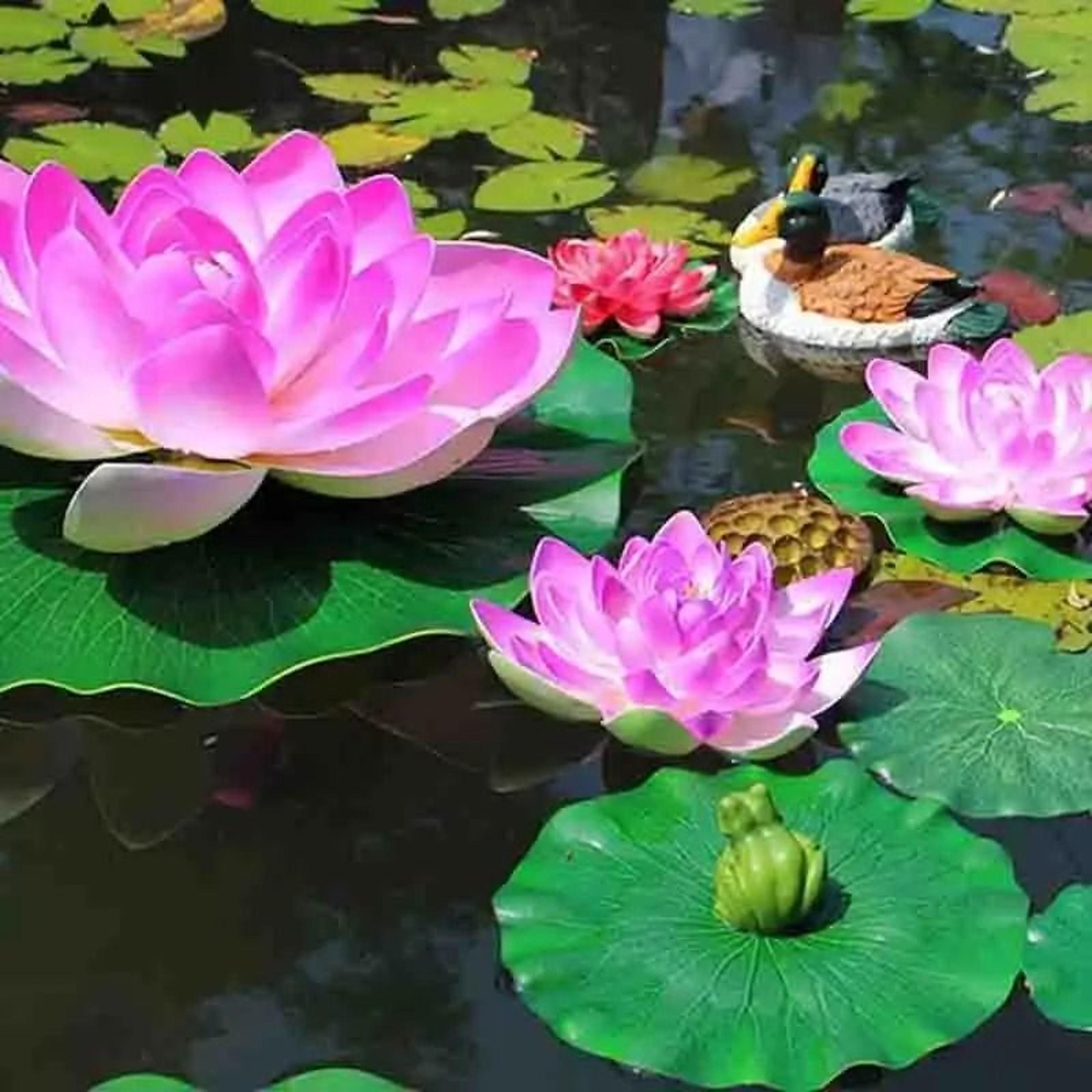 5 piece floating artificial lotus leaves for pond decor