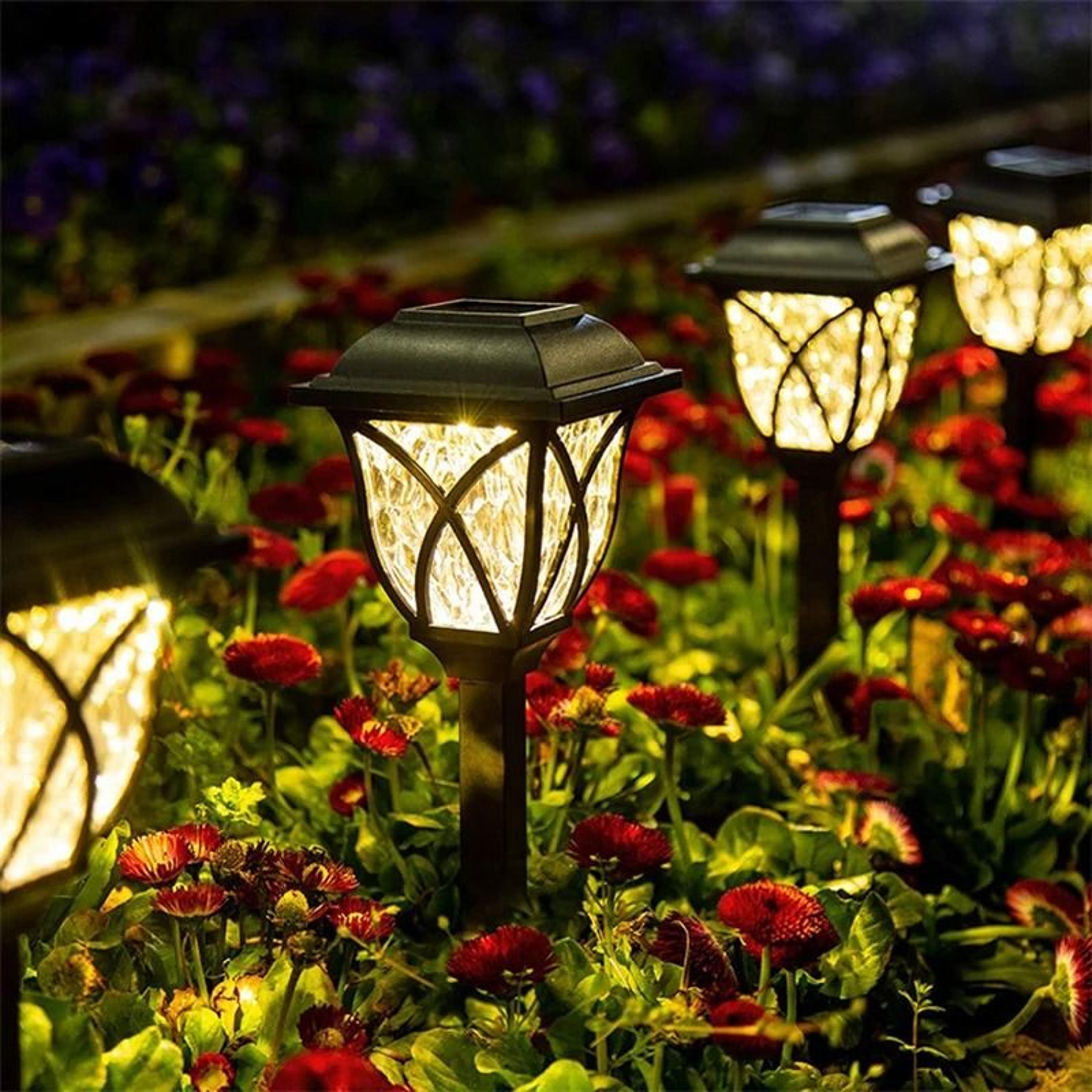 retro solar pathway lights with warm glow for garden walkway and patio