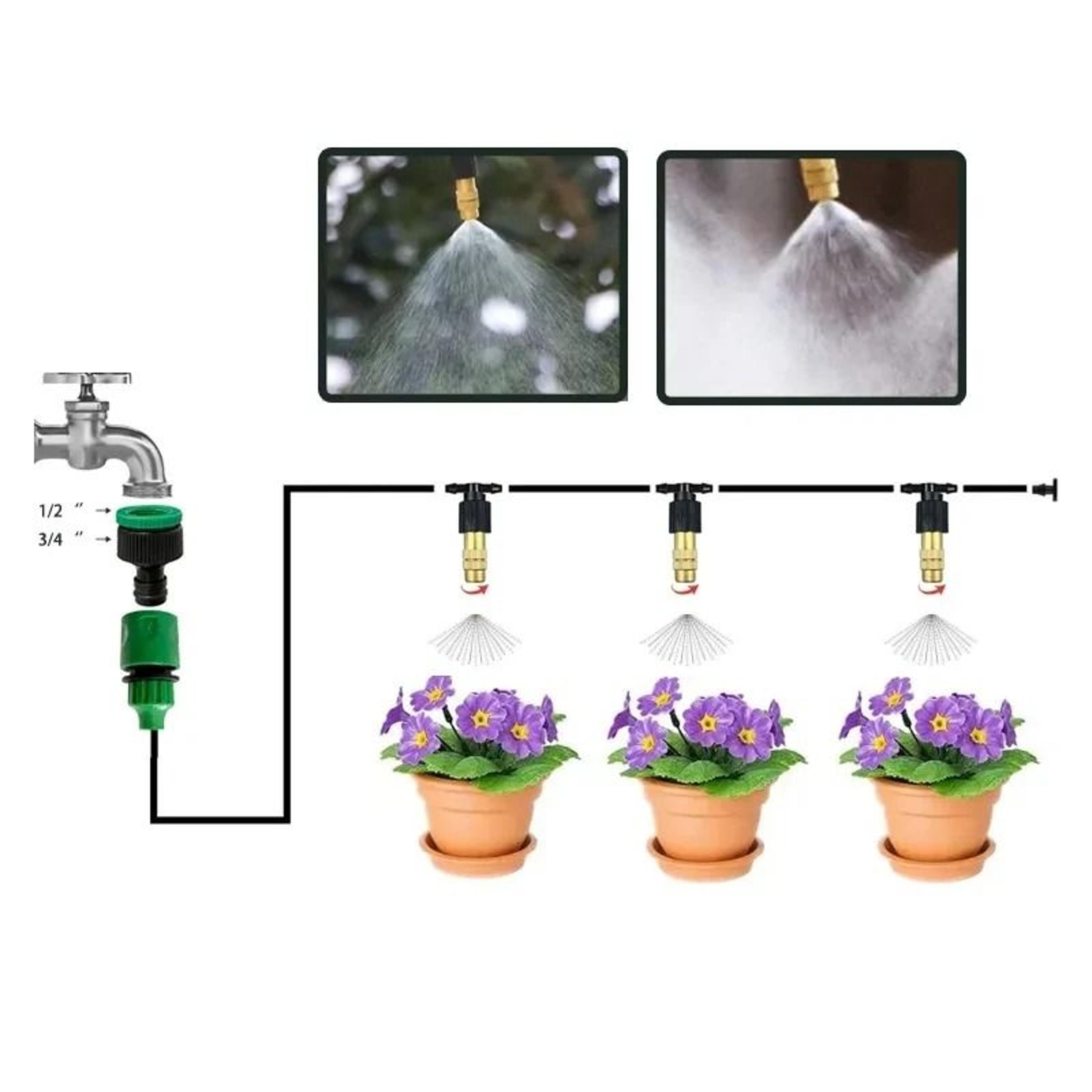 adjustable garden misting irrigation kit for efficient watering and outdoor cooling system