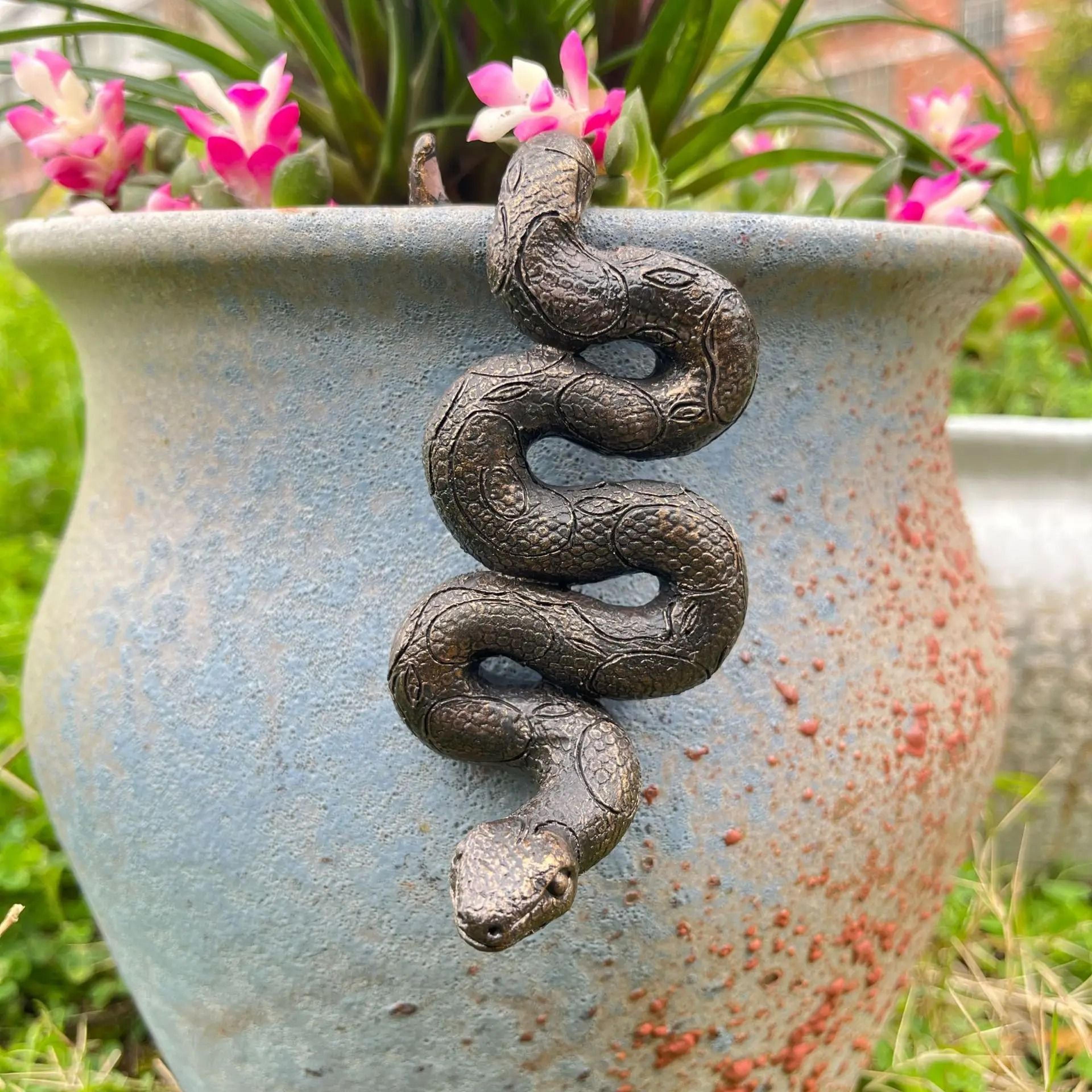 vintage resin snake plant pot hanger for whimsical garden and home decor