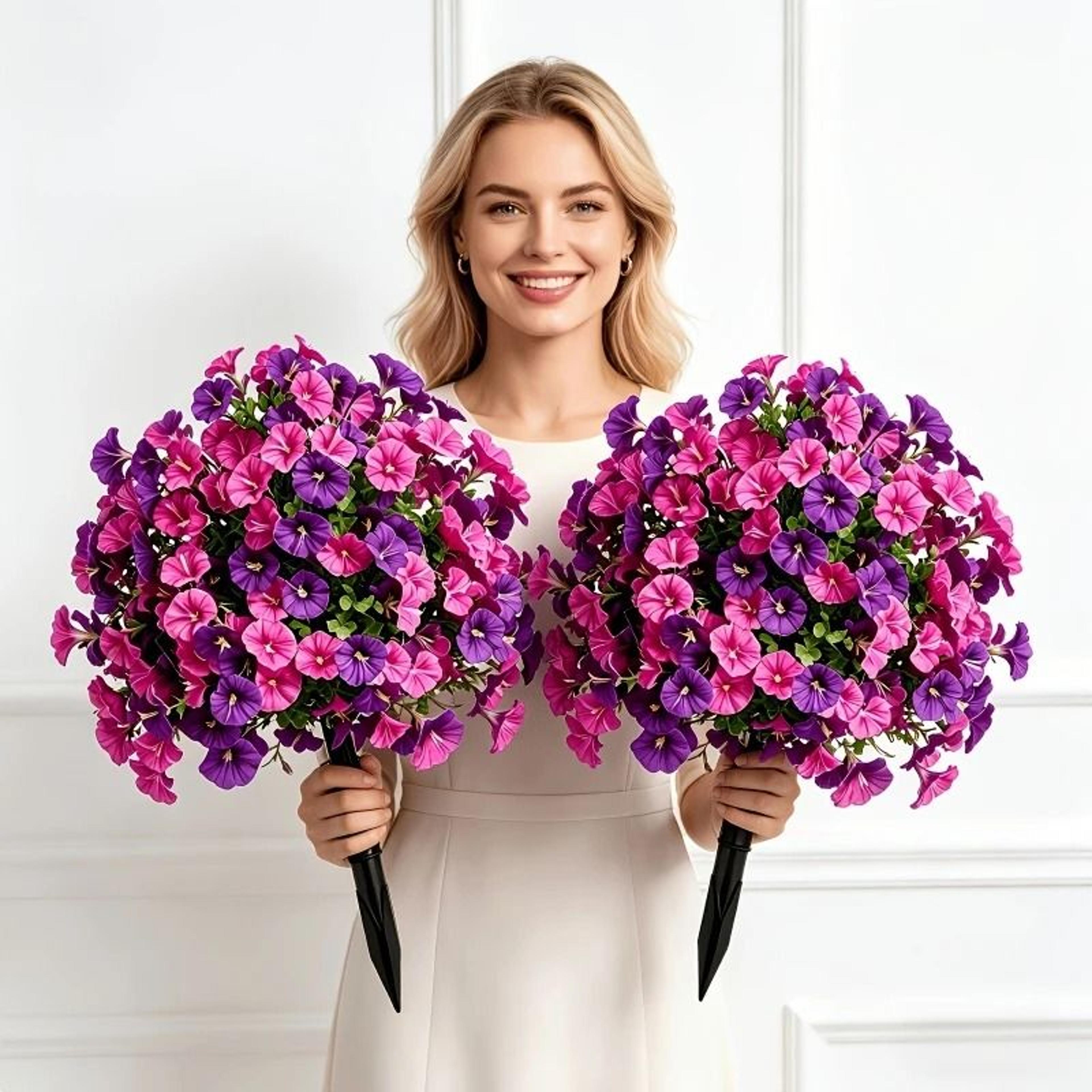 lifelike artificial morning glory garden stakes