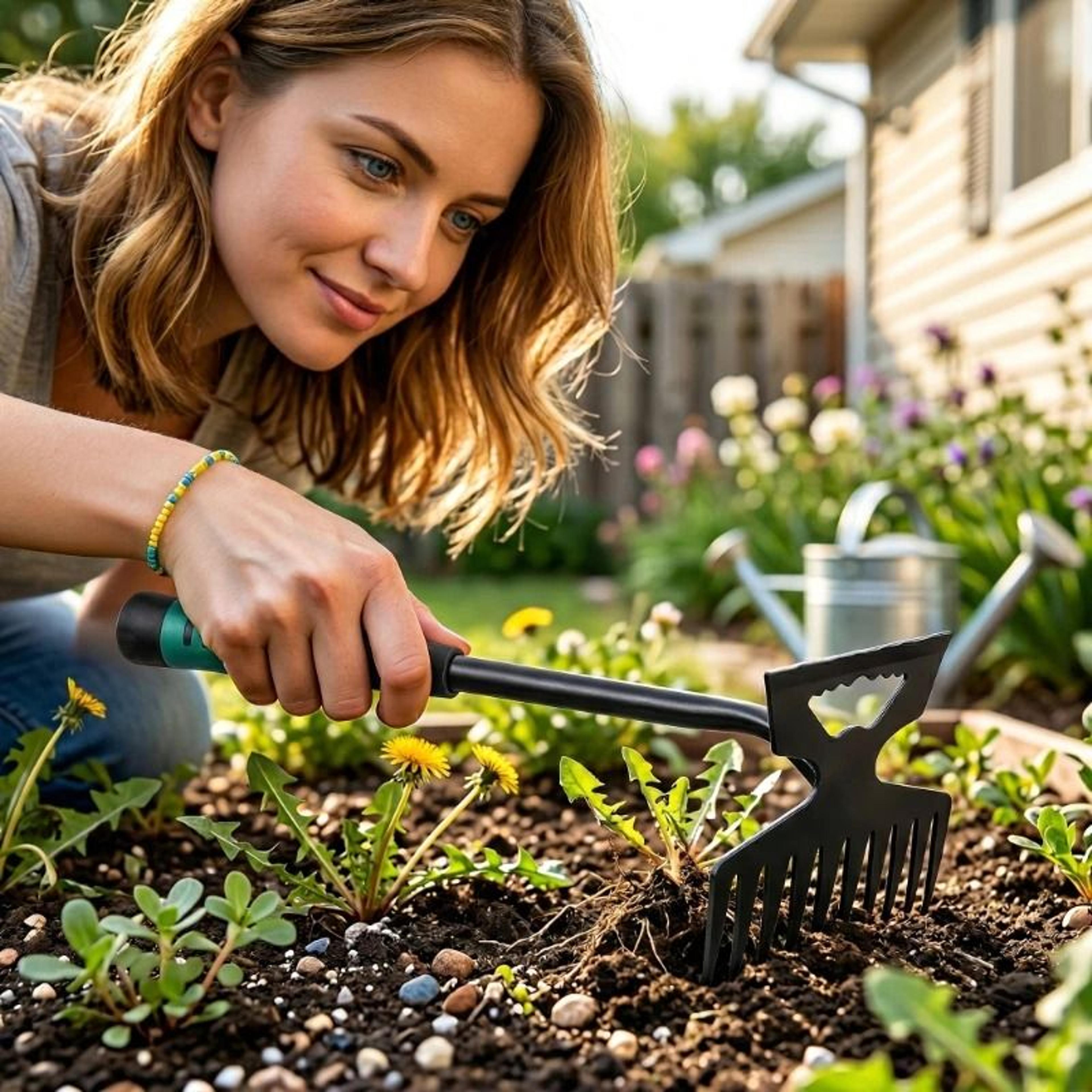 heavy duty garden weeding rake and root remover