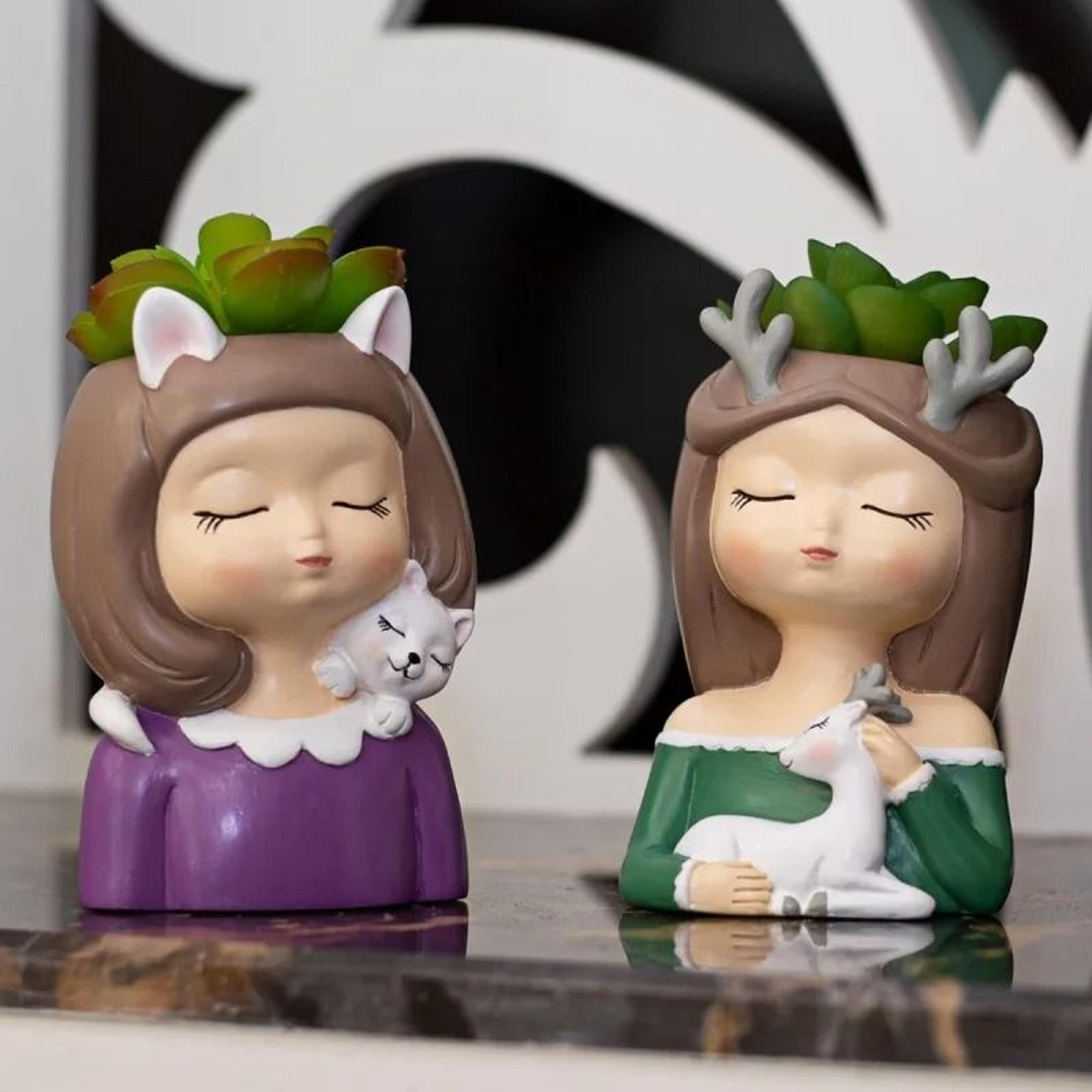 cute girl portrait succulent planter