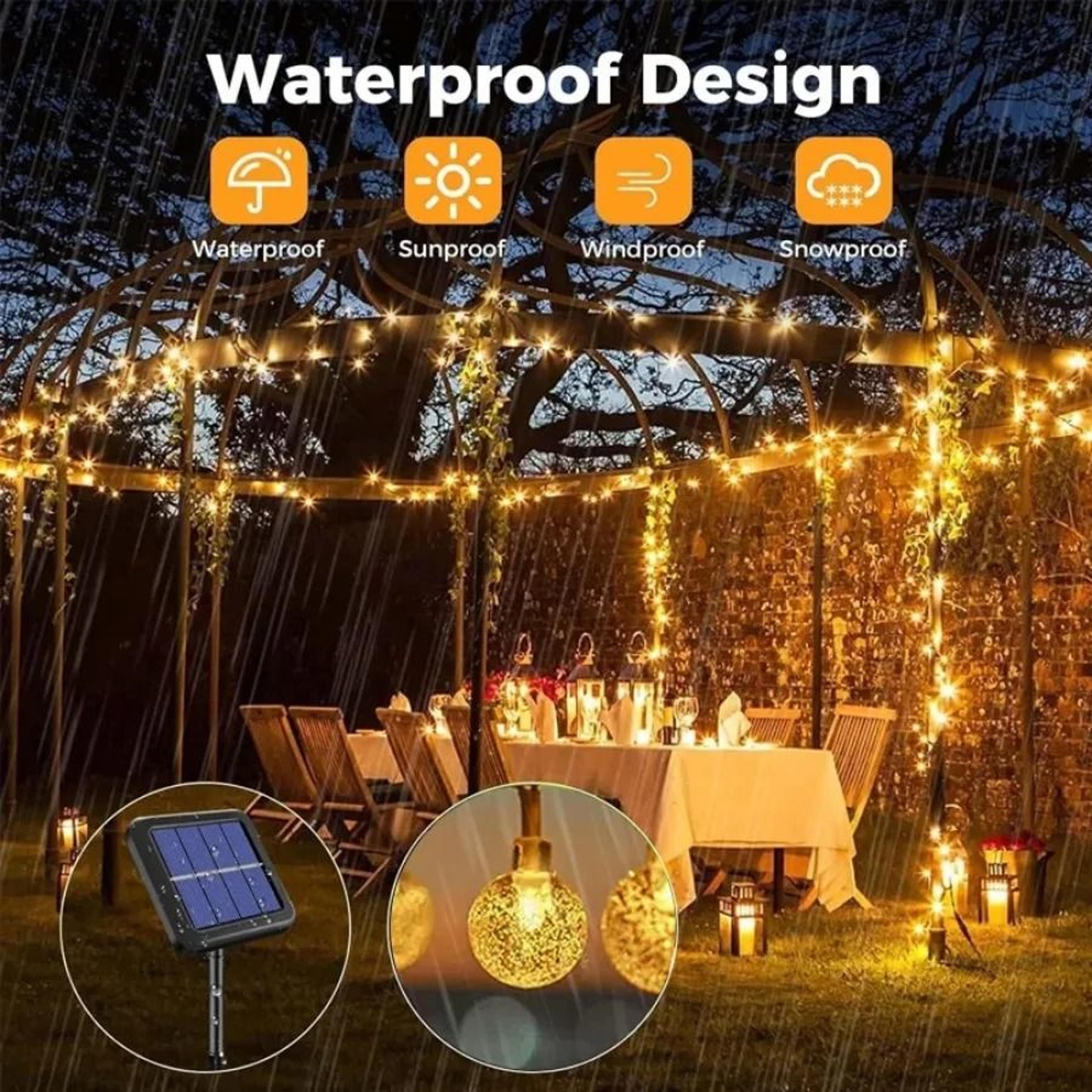 solar powered waterproof led string lights