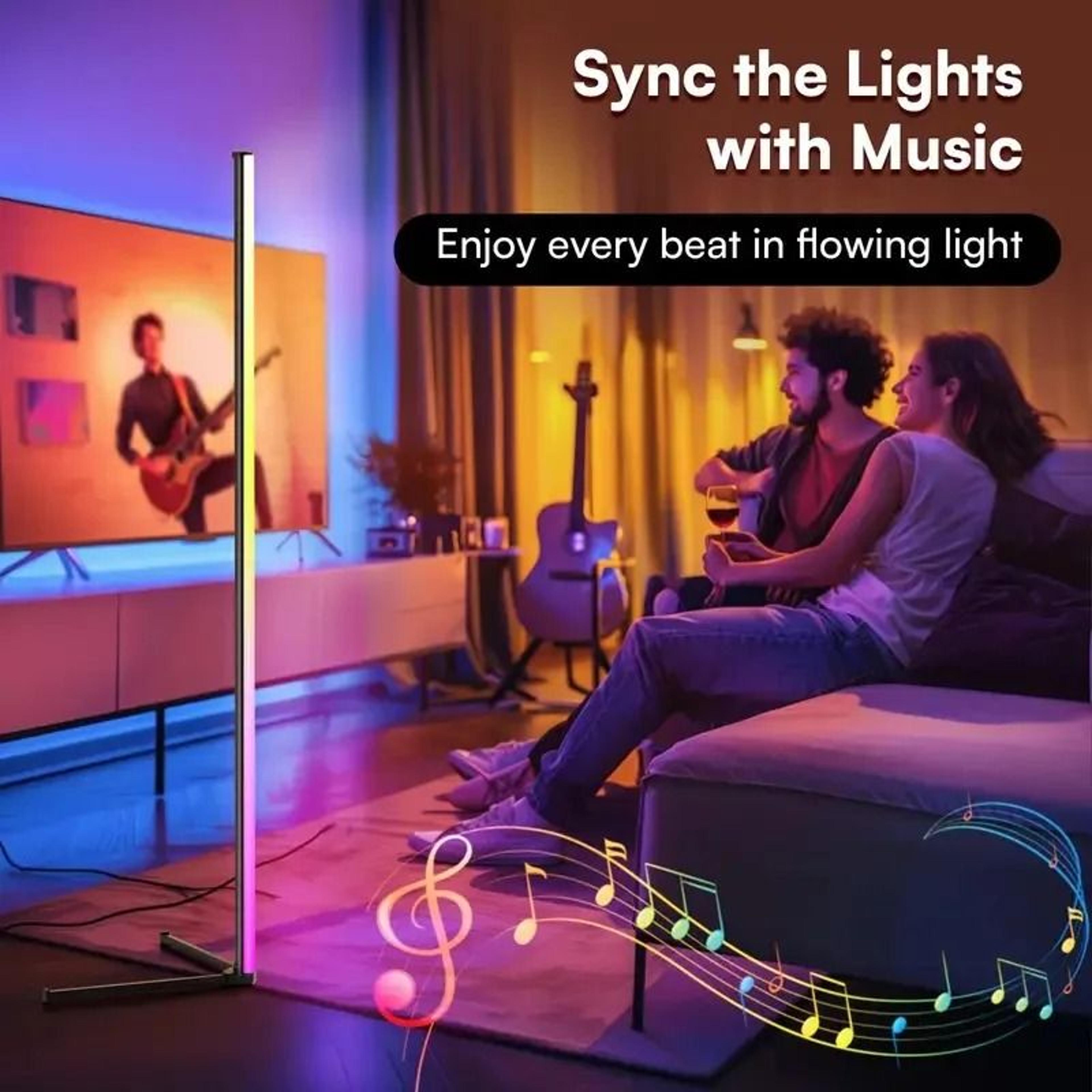 modern rgb corner lamp with music sync
