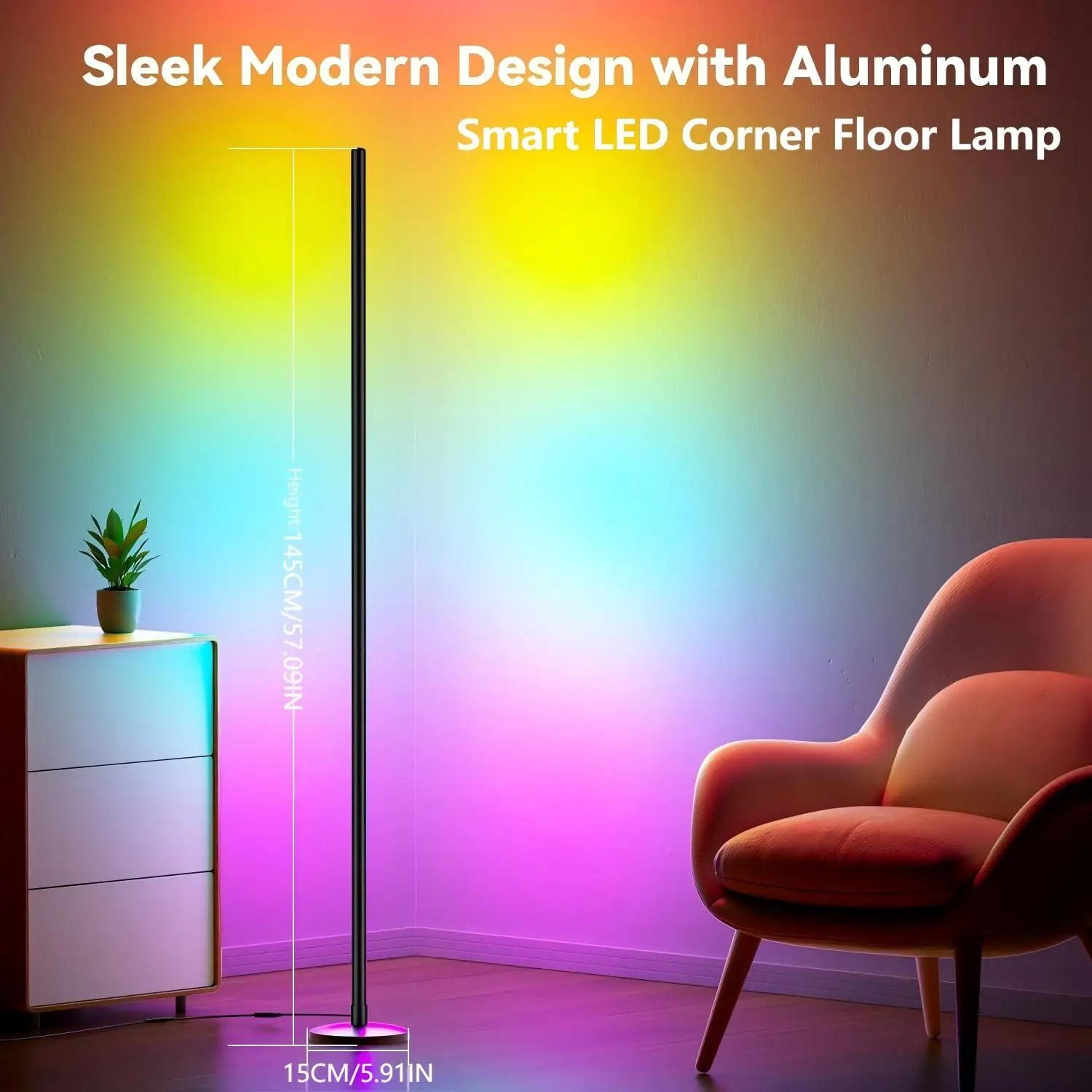 smart rgbic corner floor lamp with app control