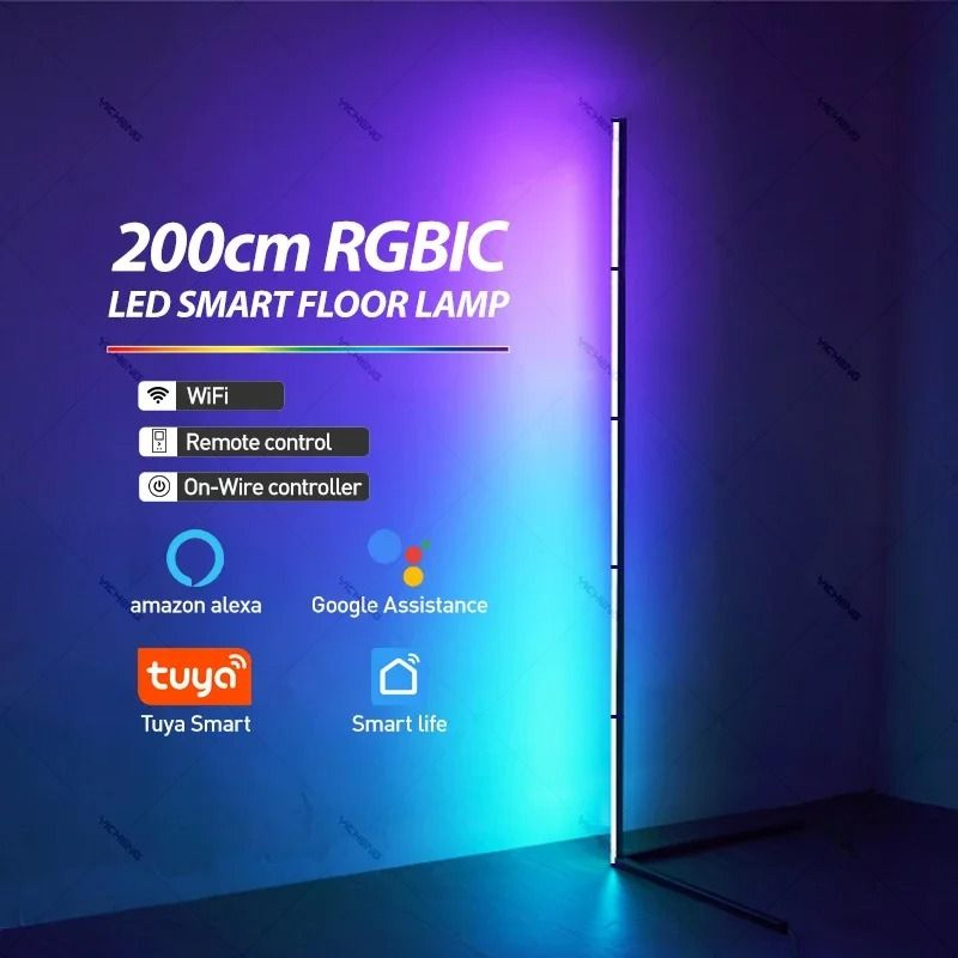 200cm white rgbic smart corner floor lamp
