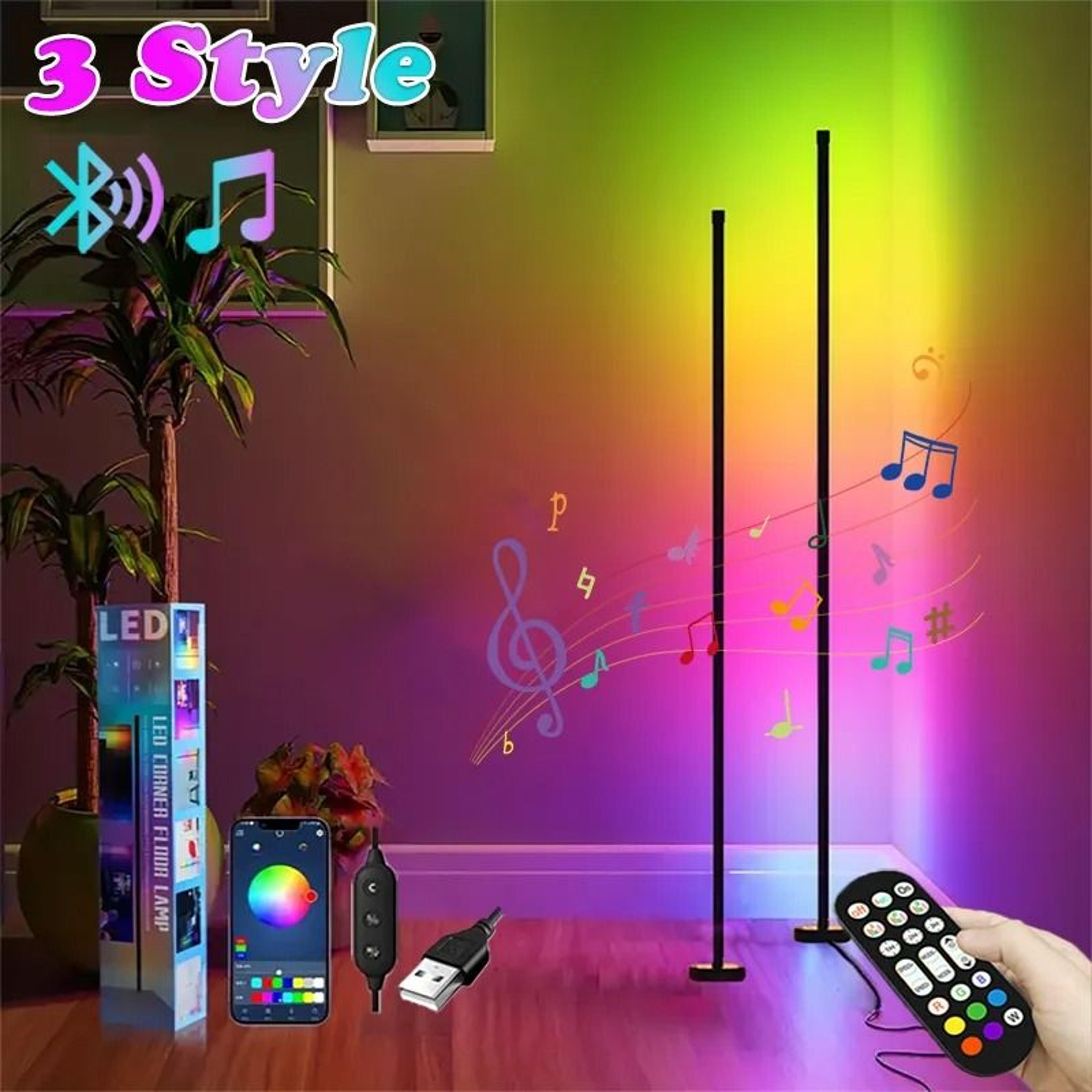 smart rgb corner floor lamp with app control and dimmable mood lighting