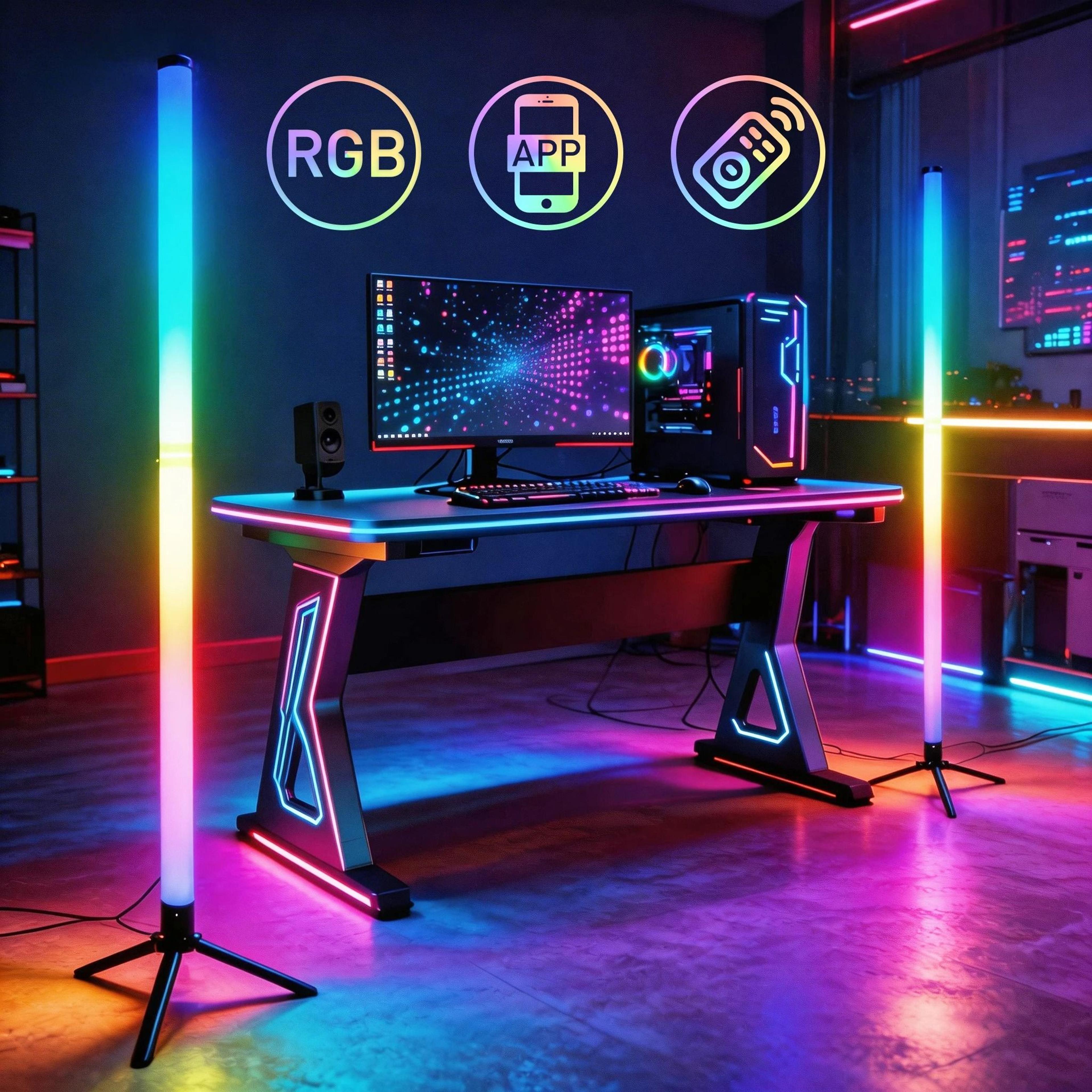 smart rgb gaming floor lamp with app remote and music sync