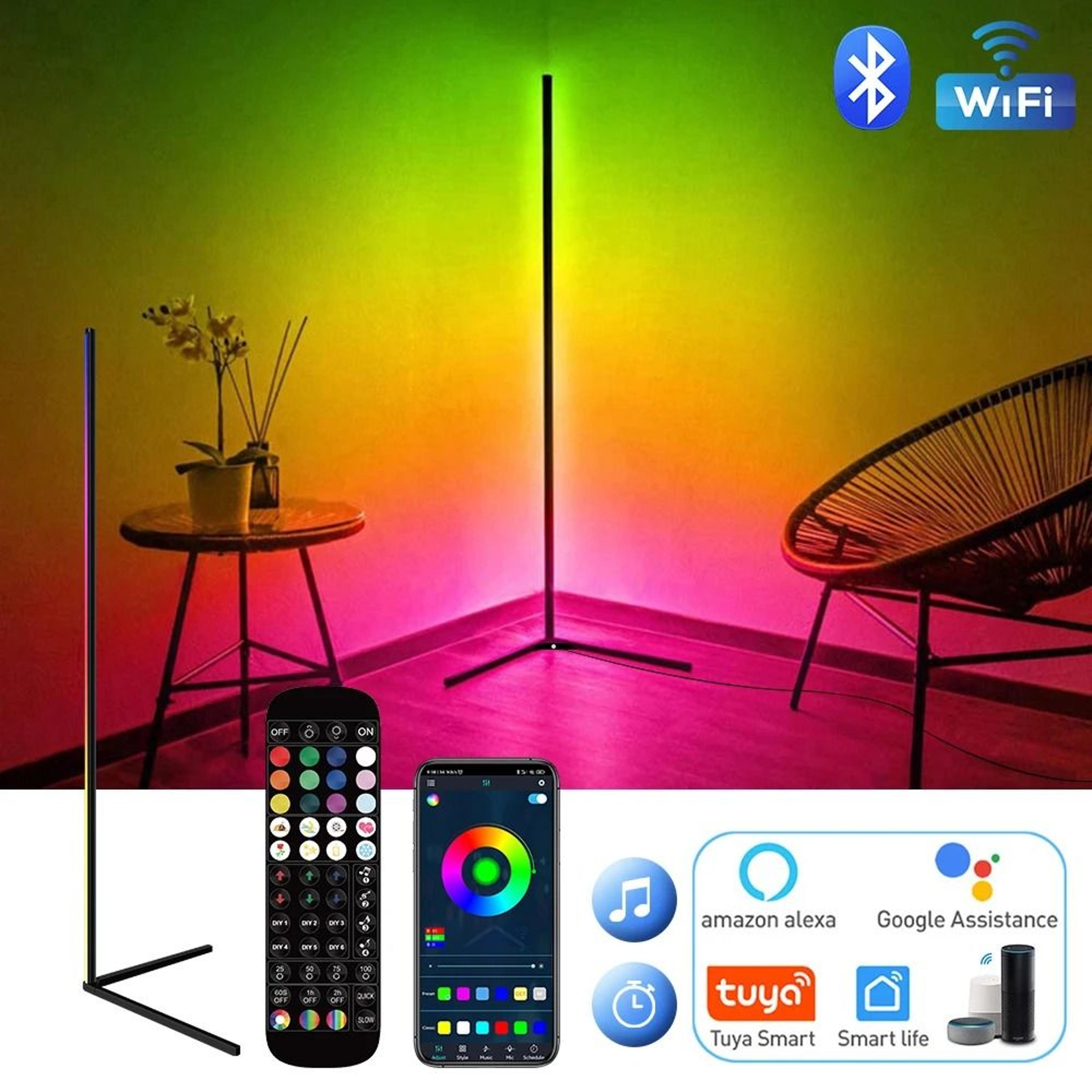smart rgb corner floor lamp with app control for relaxing nordic ambience