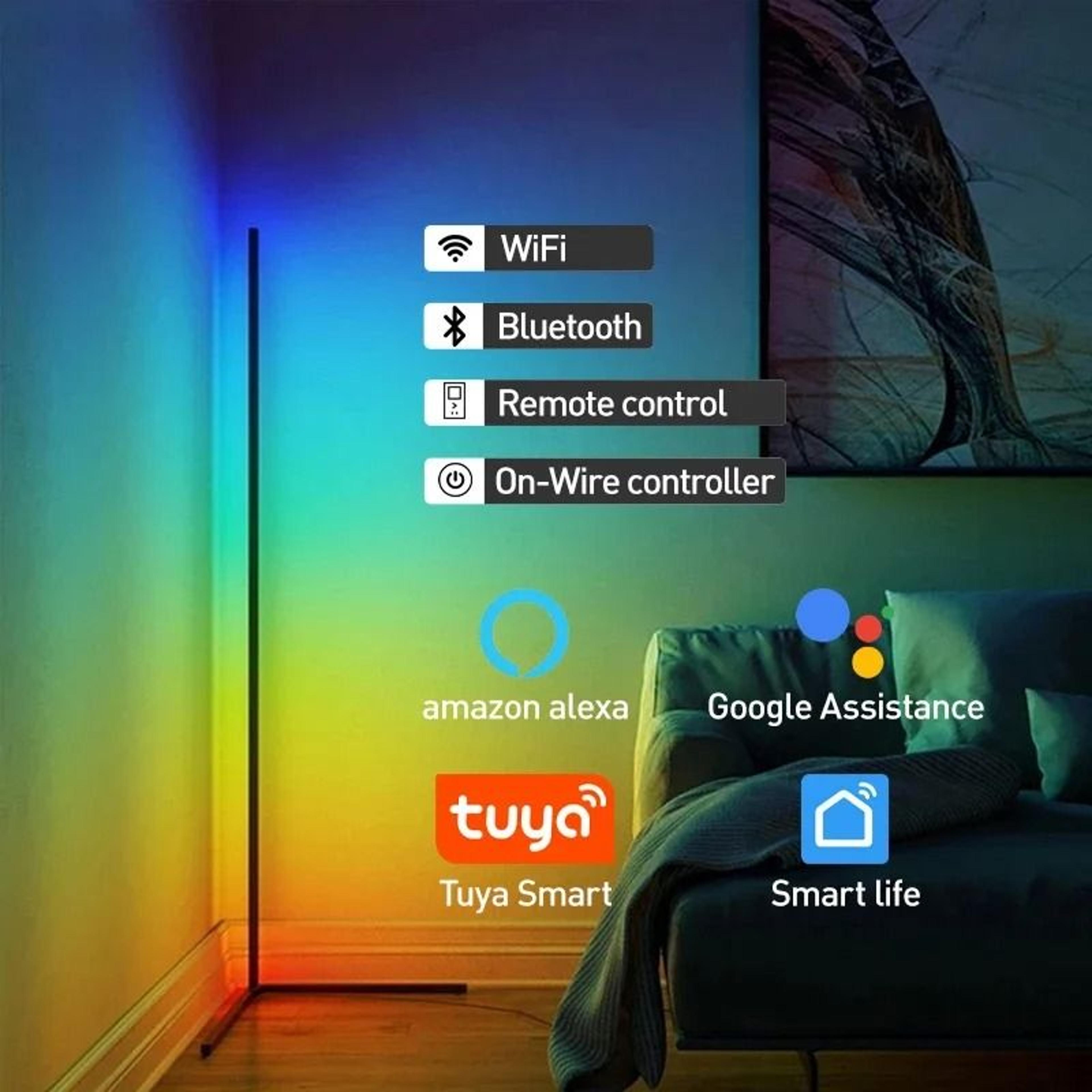 smart rgb corner floor lamp pair with app and remote control