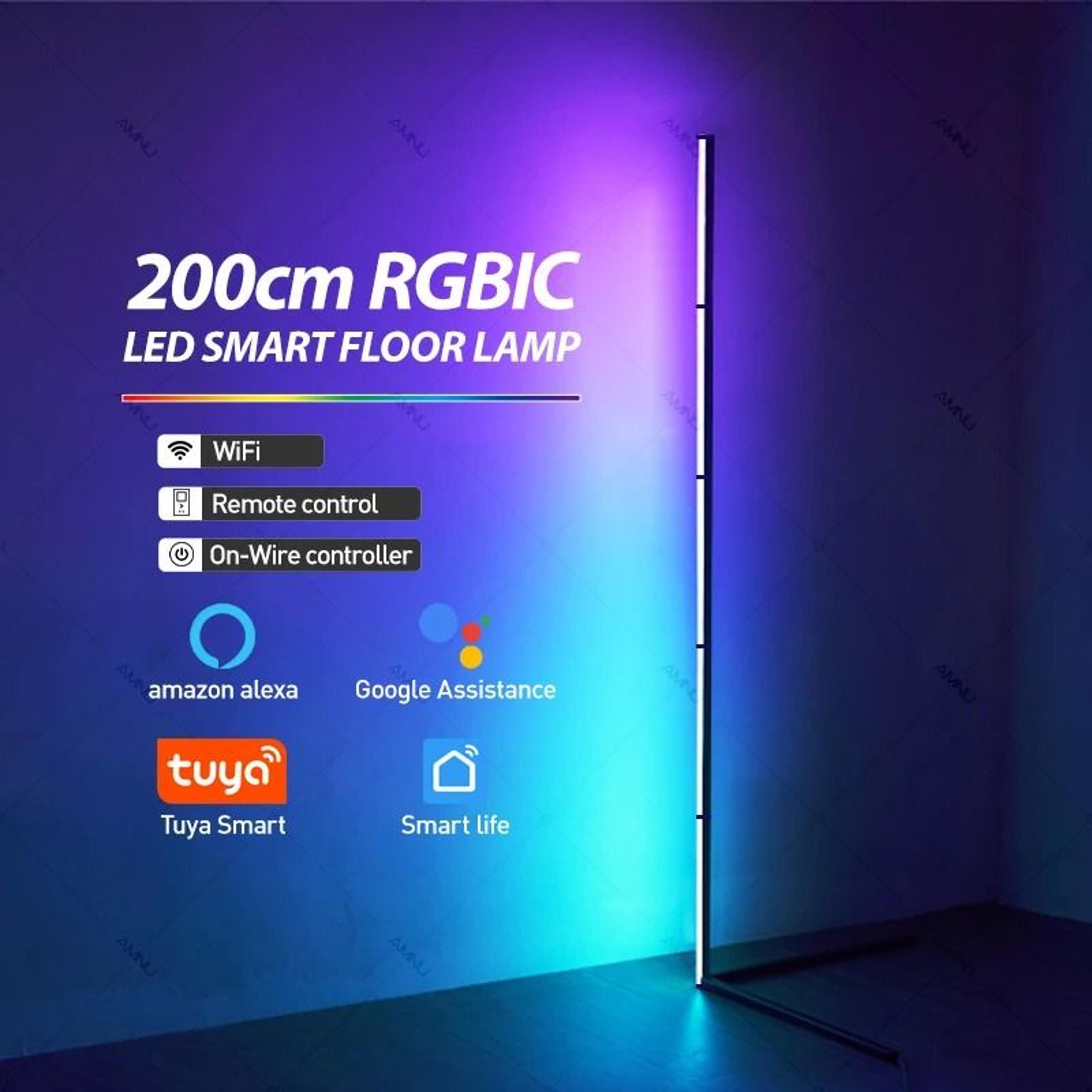 smart tuya rgb corner floor lamp with app remote mood lighting