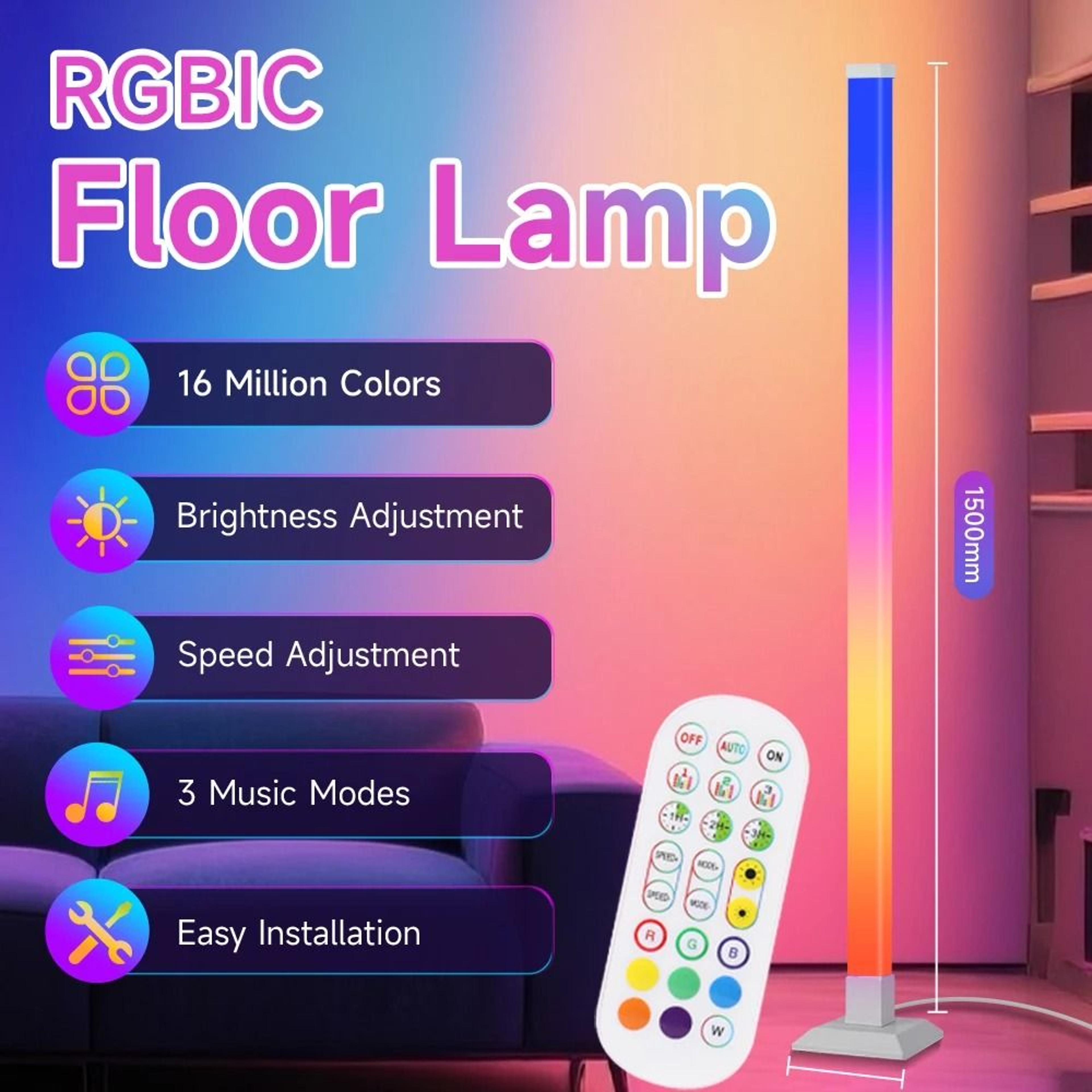 lumiglow 150cm rgbic remote control floor lamp for modern interior ambience