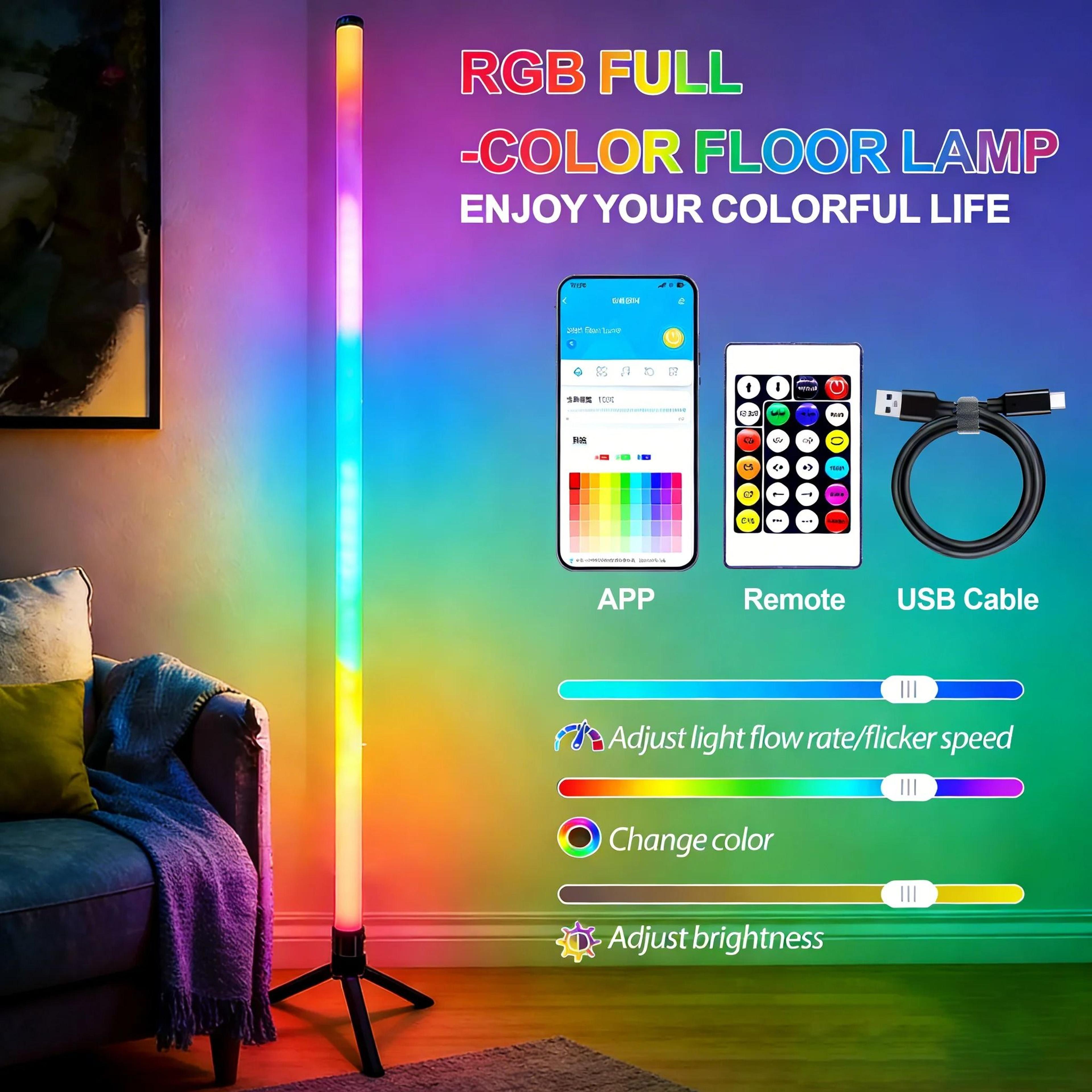 lumipixel ws2812 smart rgb usb corner floor lamp with music sync