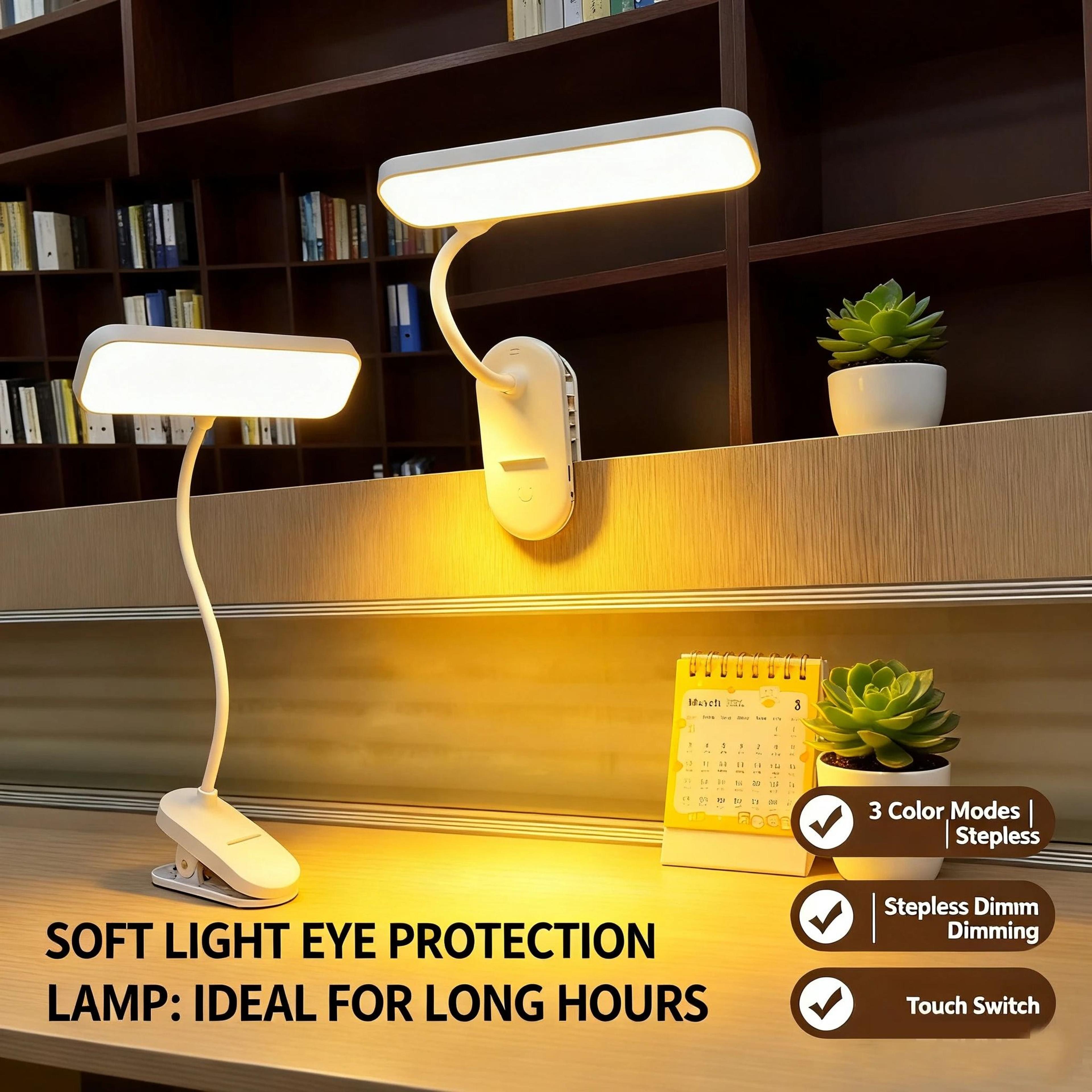 lumiclip rechargeable eye care dimmable desk lamp for study and reading