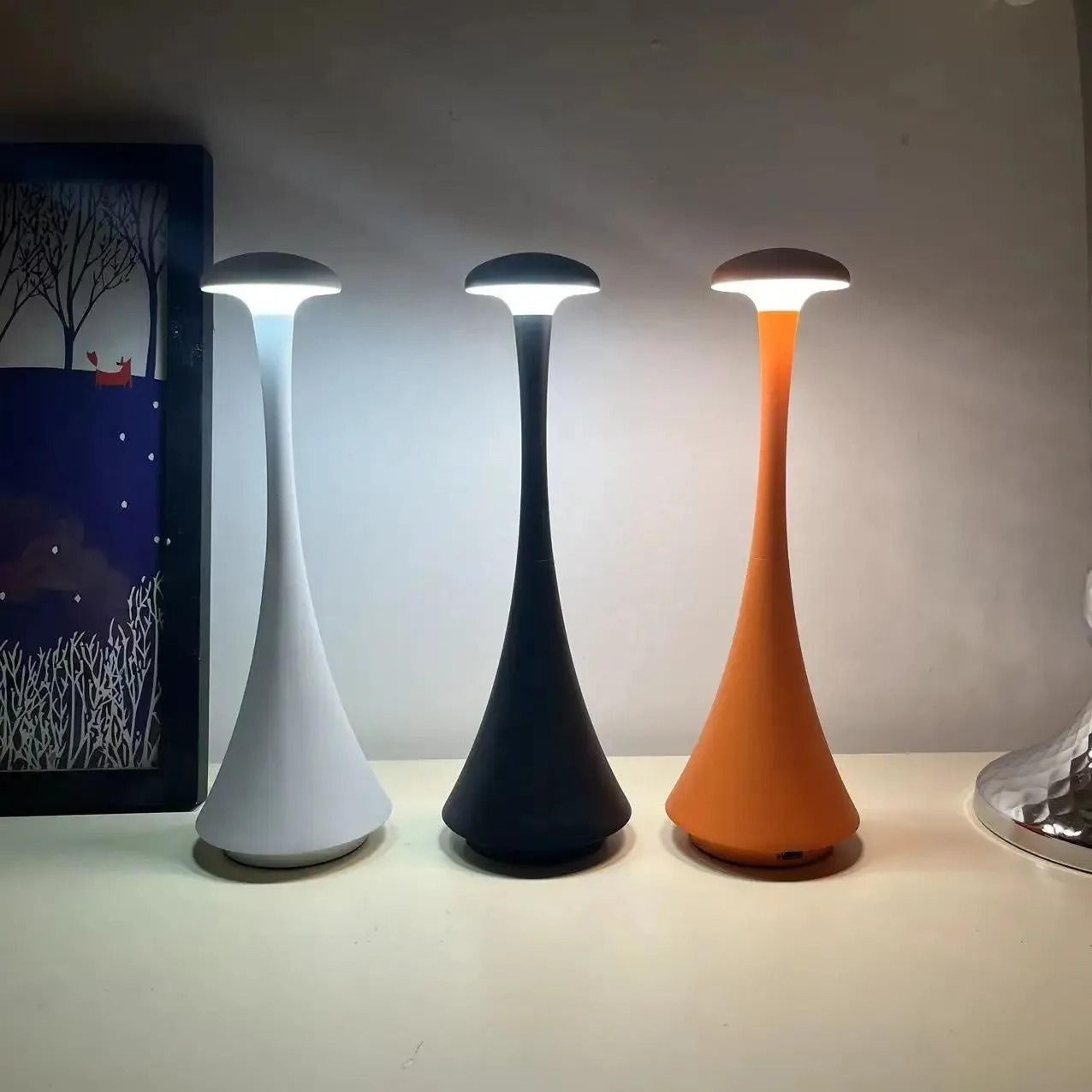 rechargeable mushroom touch table lamp with wireless usb c ambient lighting