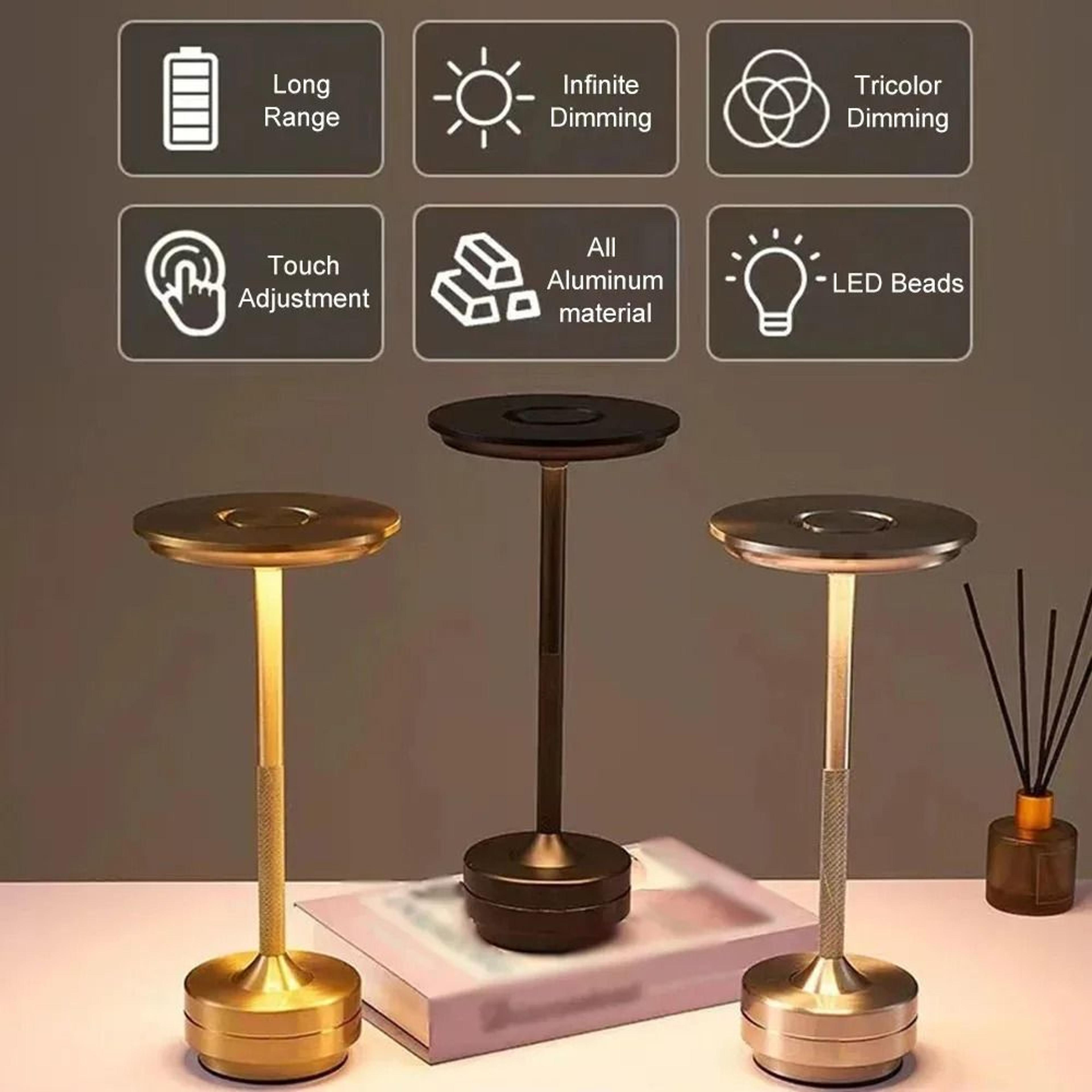 rechargeable retro touch table lamp with stepless dimming and cordless ambience