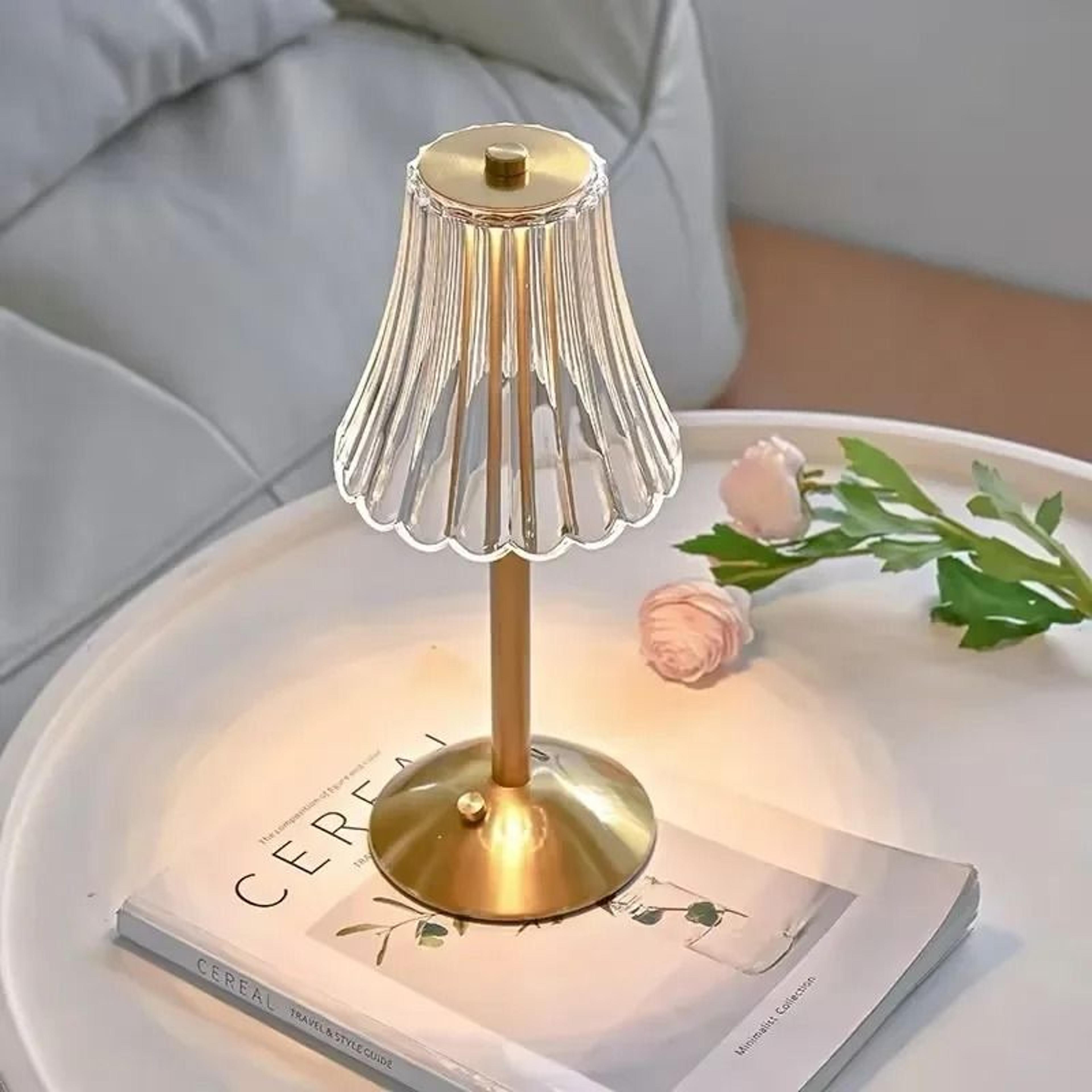 rechargeable crystal touch table lamp for elegant cordless ambient lighting anywhere