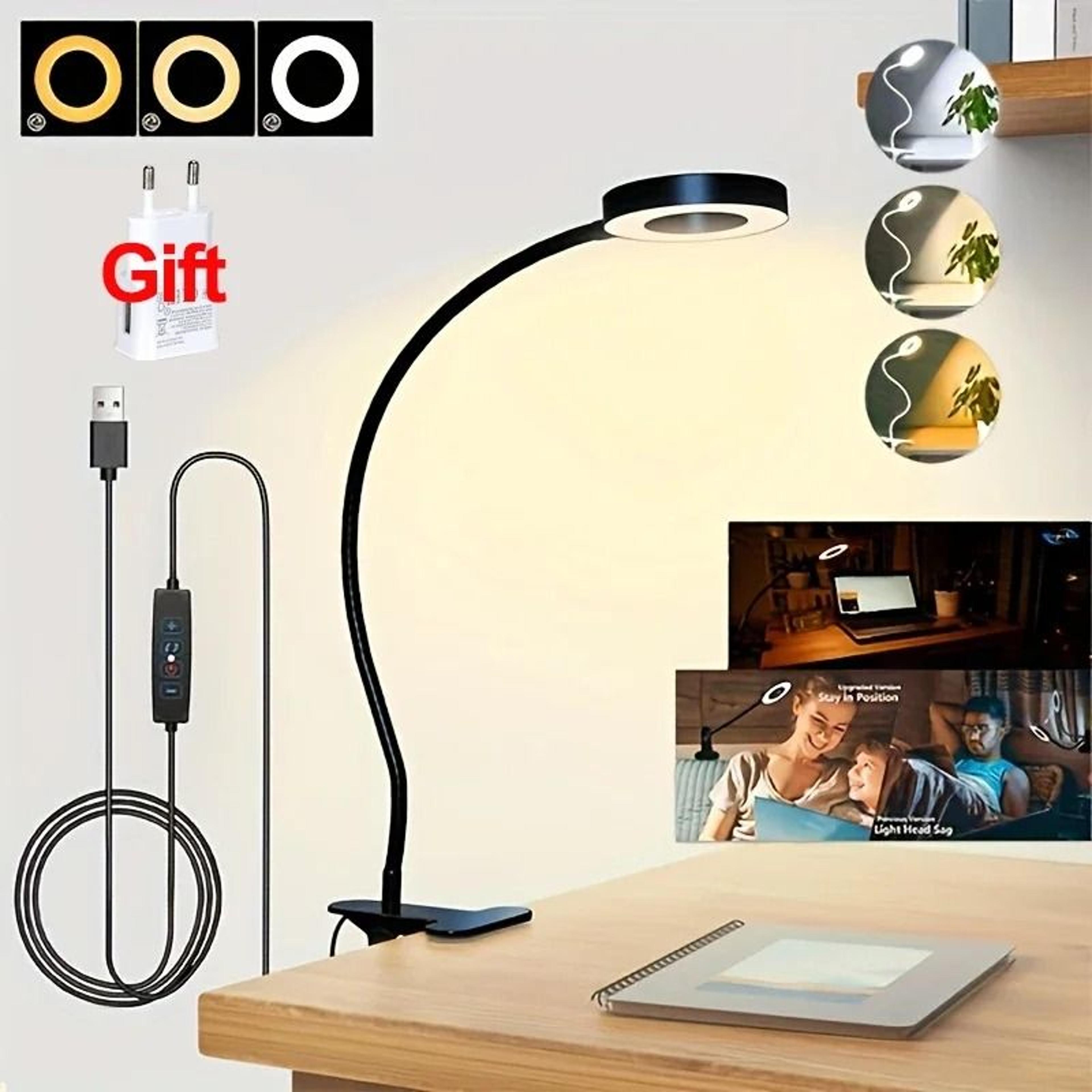 rechargeable clip on gooseneck desk lamp for reading and plant care