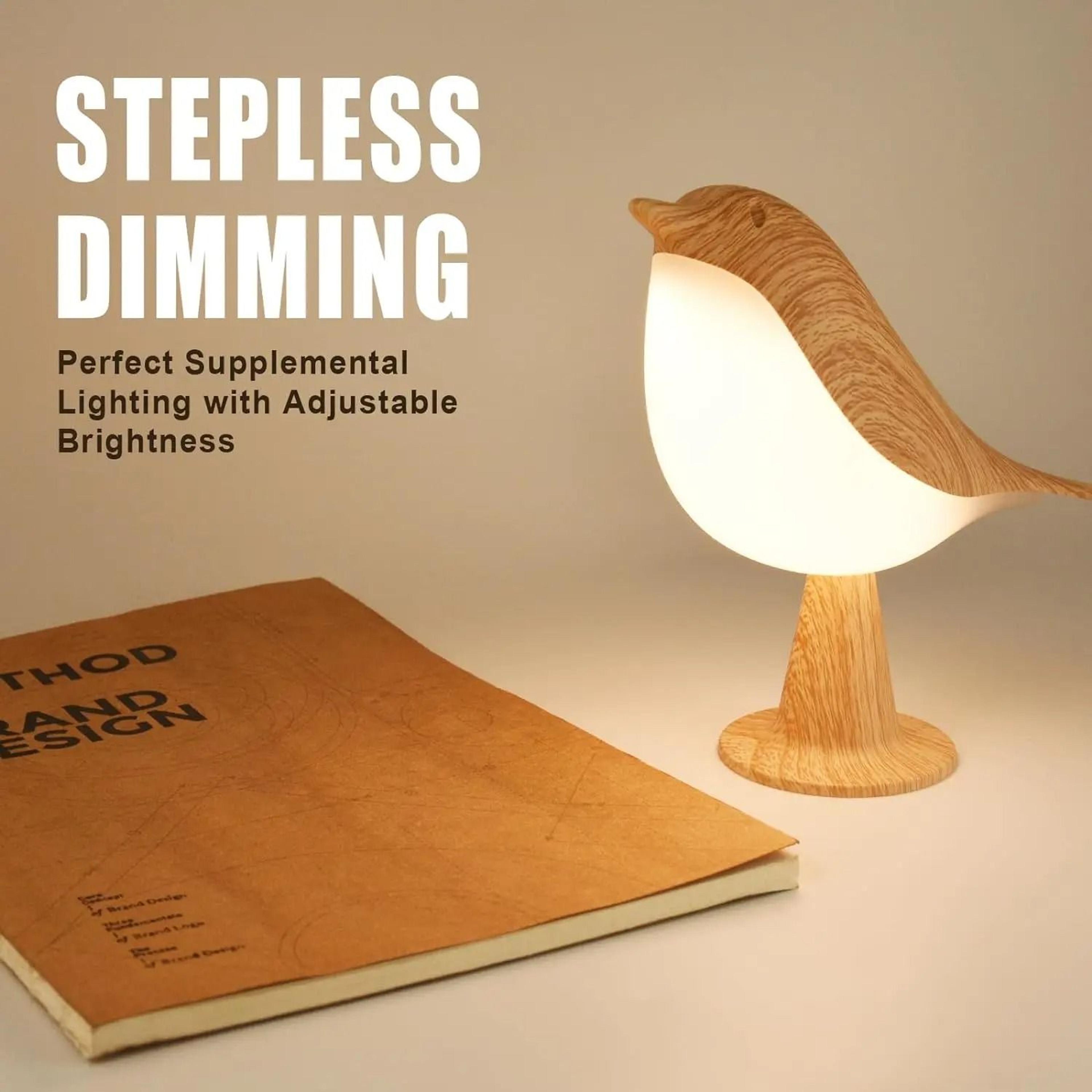 rechargeable bird touch table lamp with three color dimming for bedrooms