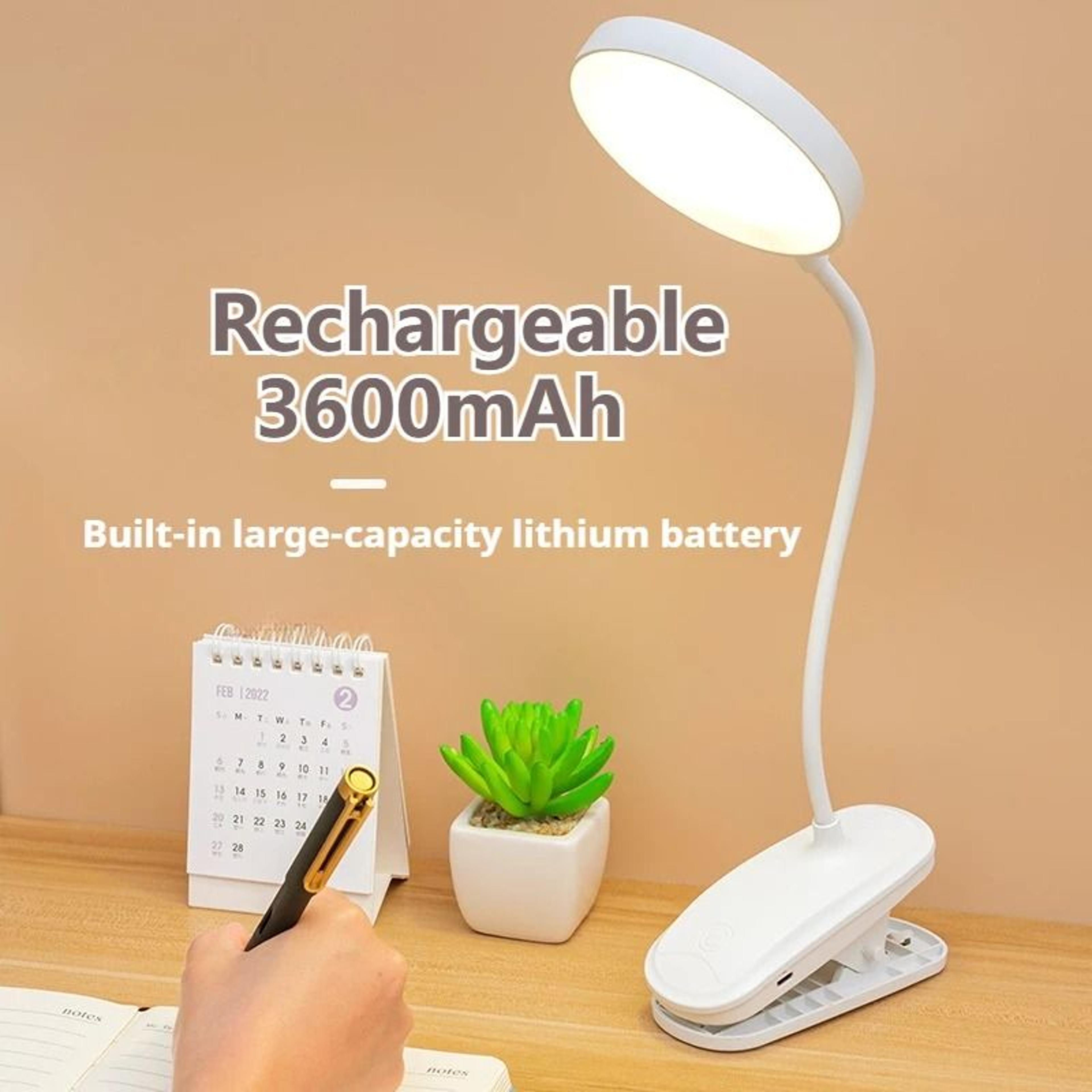 rechargeable clip desk lamp with touch control and three dimming modes