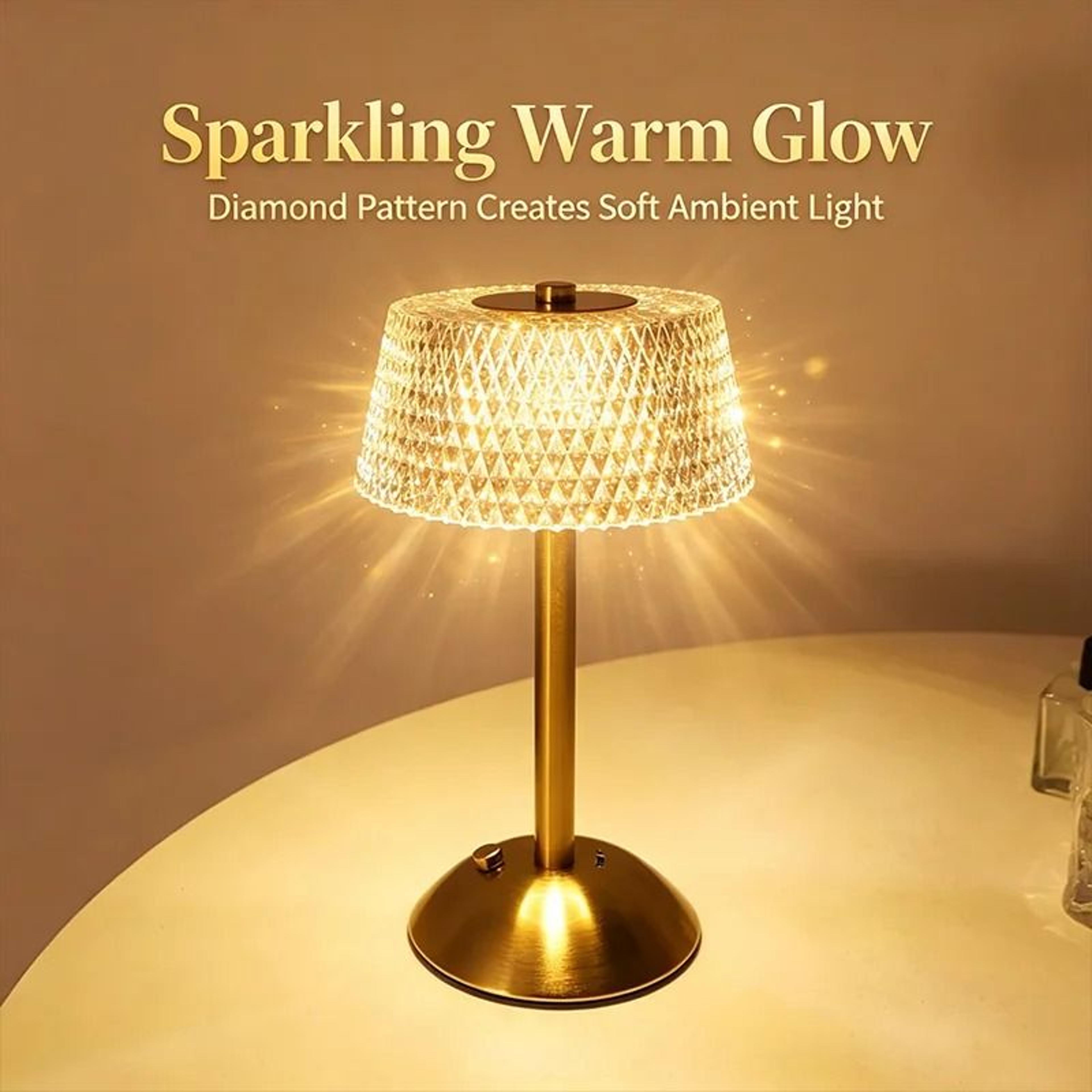 rechargeable glass touch table lamp for warm bedside ambient lighting decor