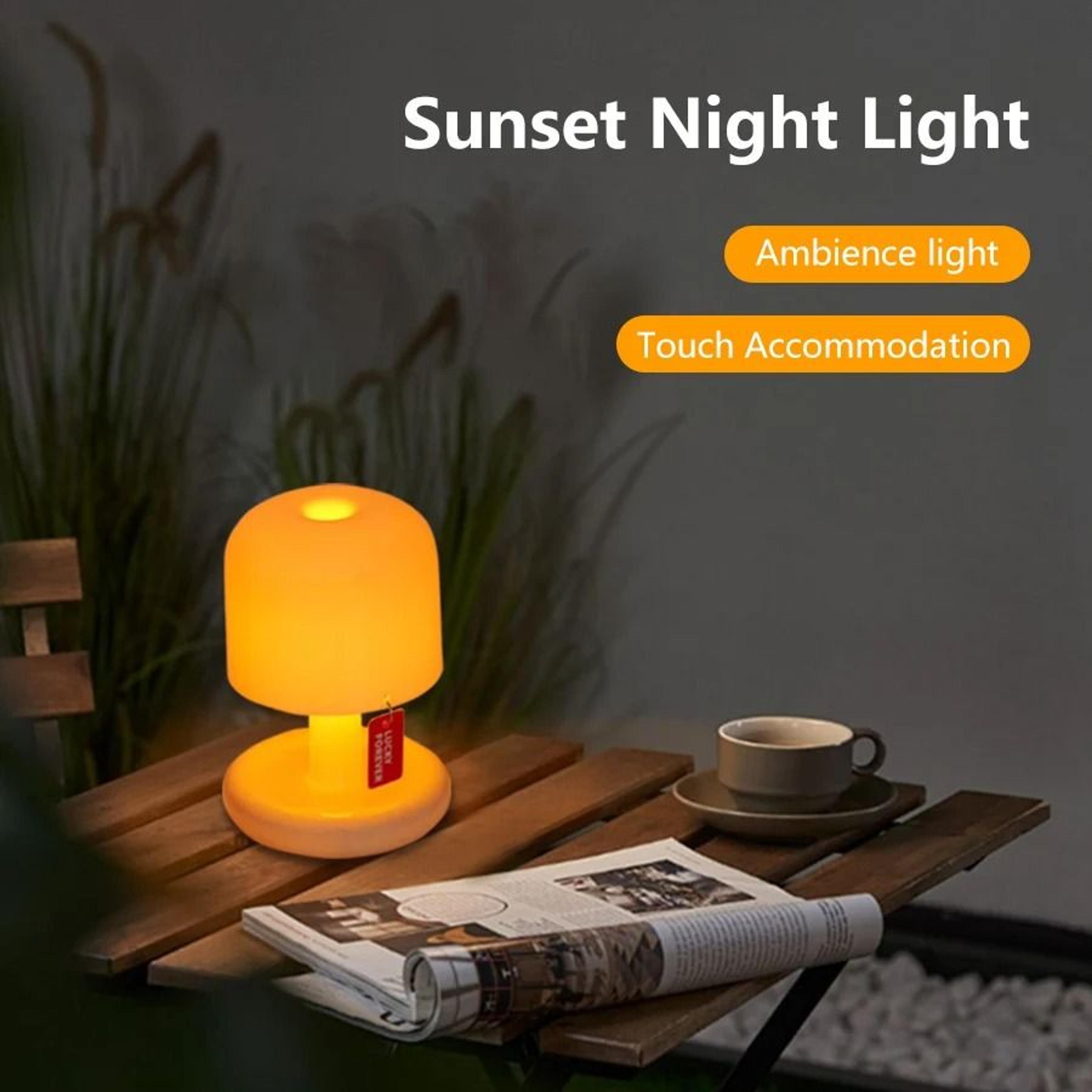 rechargeable mushroom sunset table lamp for cozy minimalist ambient bedroom lighting