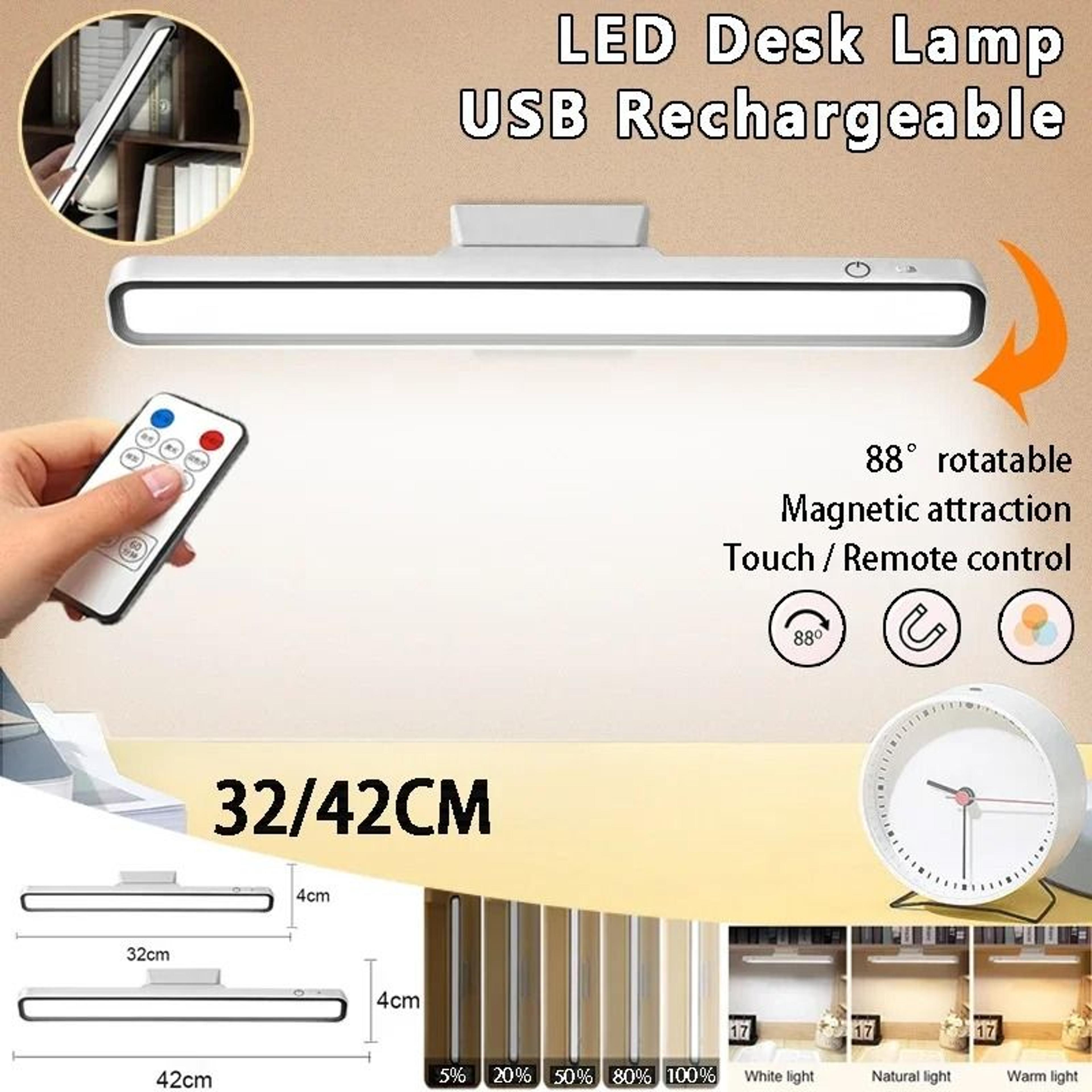 rechargeable magnetic desk lamp with remote and stepless dimming control anywhere