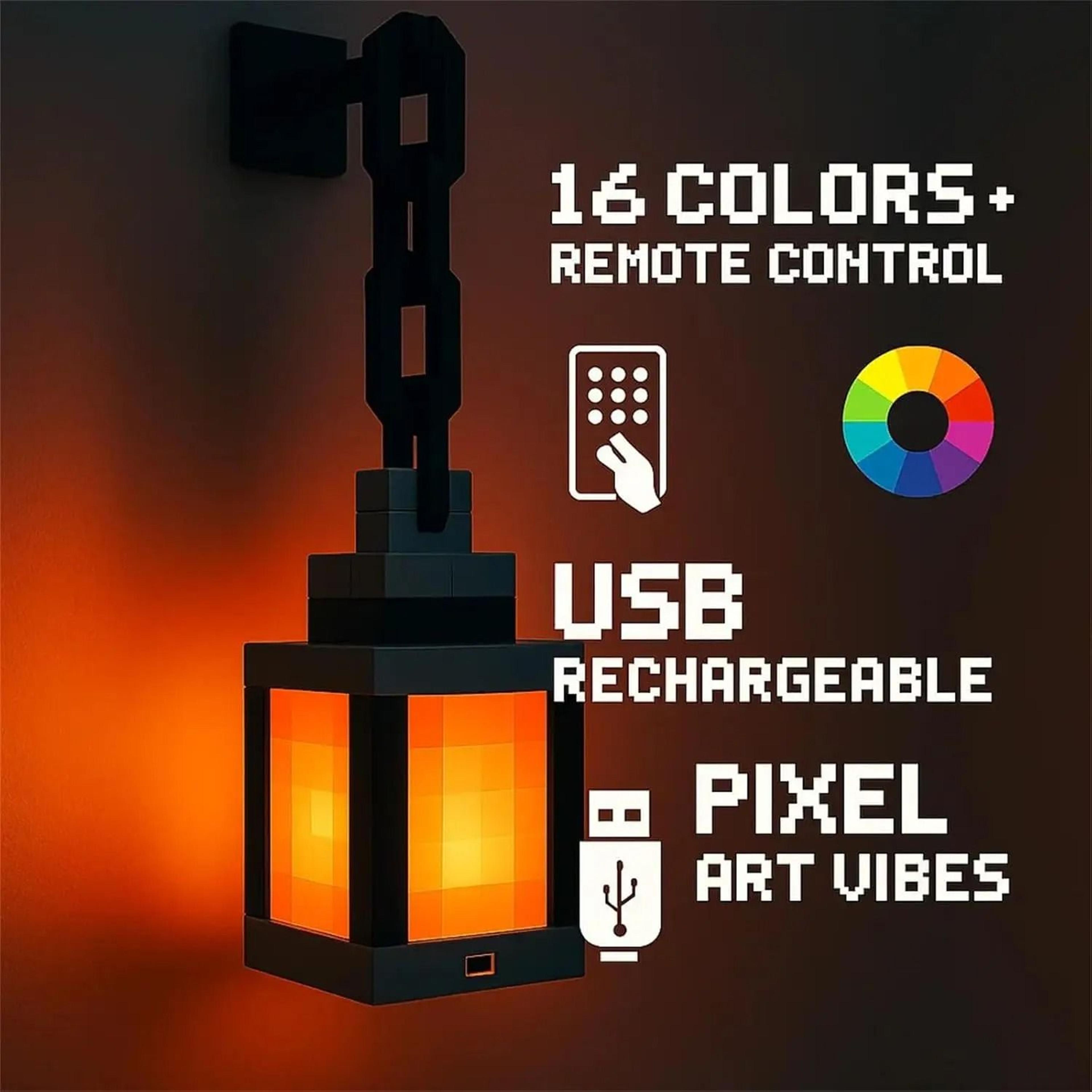 portable pixel lantern night light with sixteen colors for creative ambiance