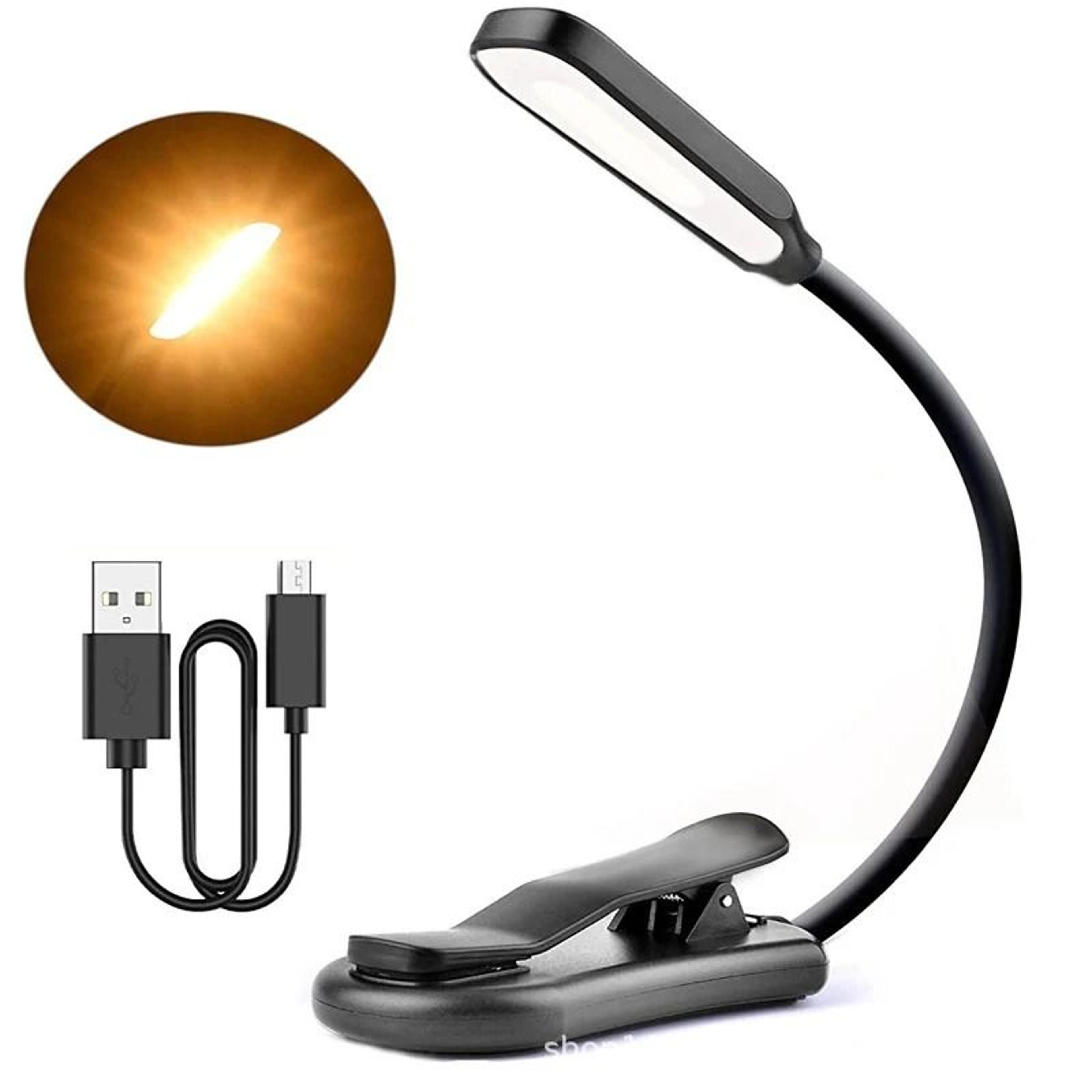 rechargeable seven led clip book light with three reading modes anywhere