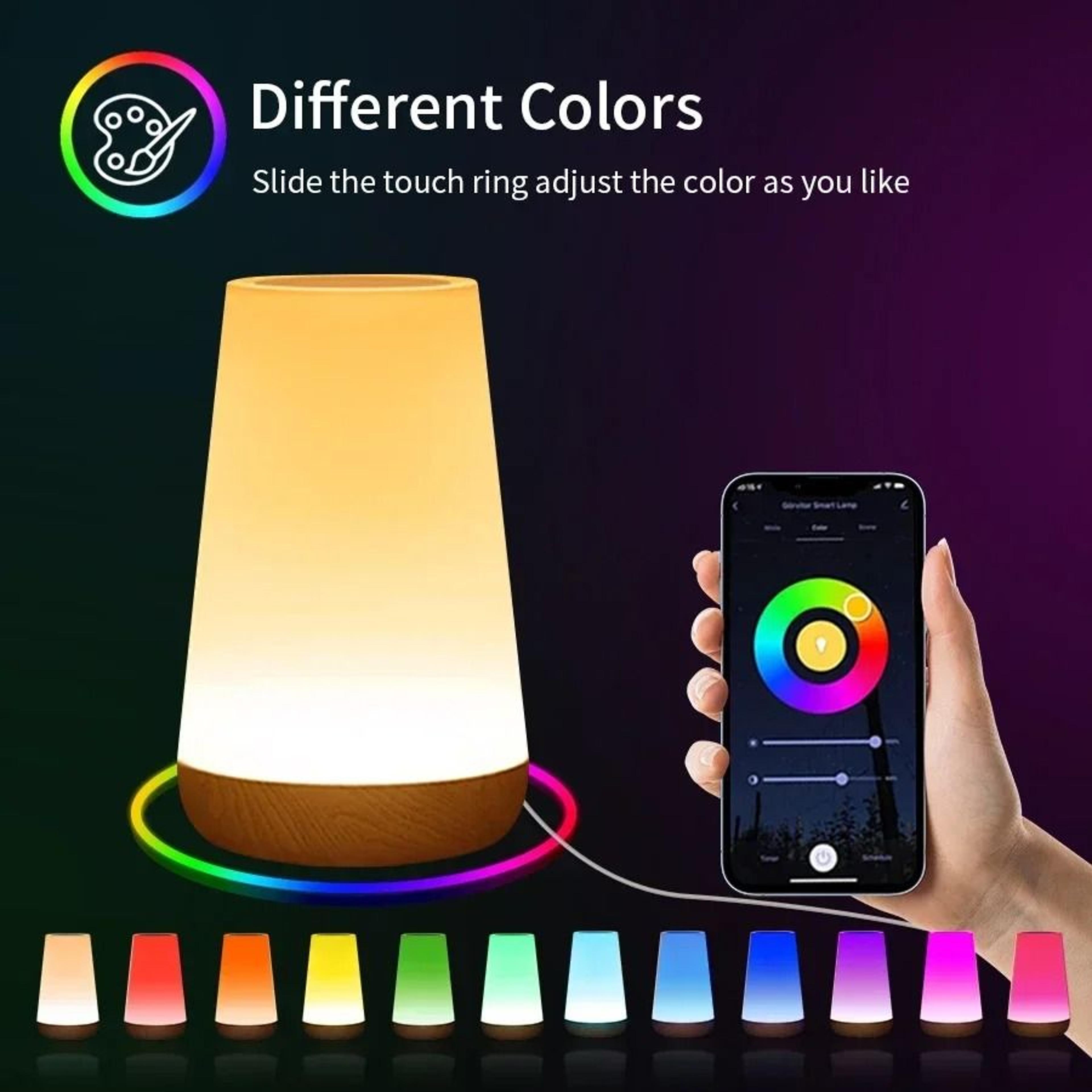 tuya rgb smart bedside lamp with voice app touch dimming control
